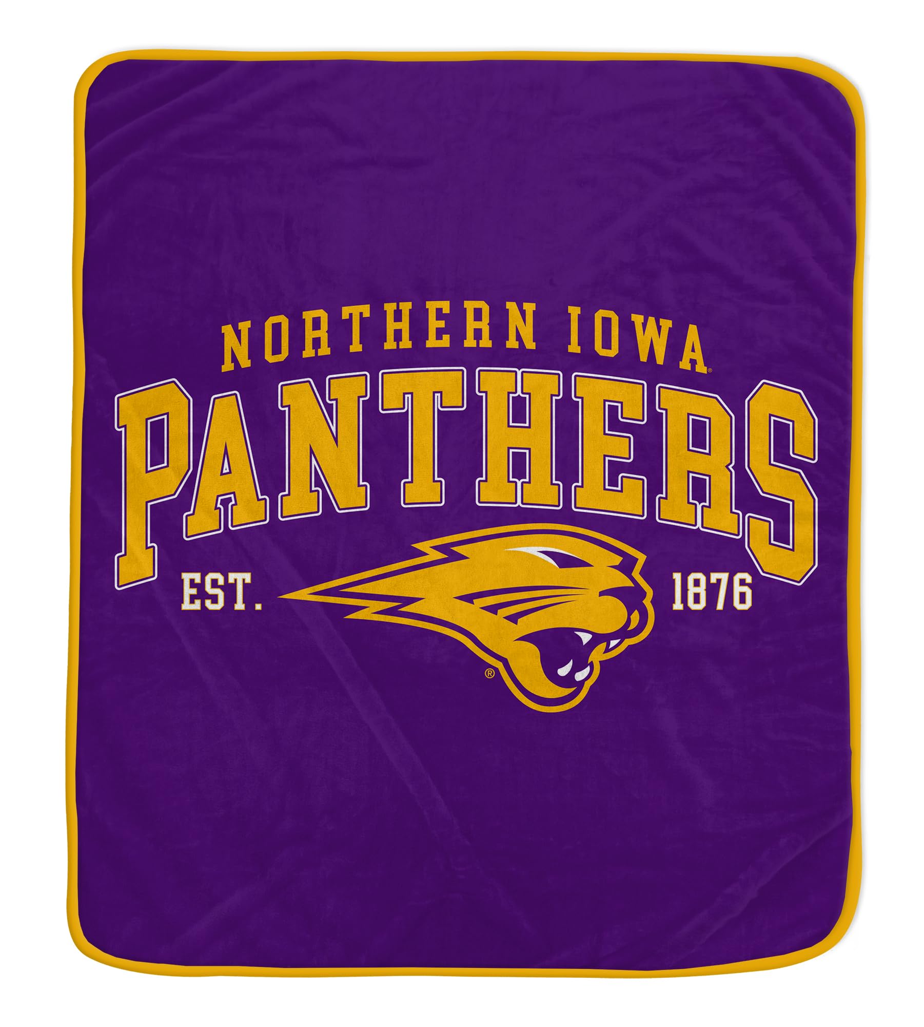 NCAA Northern Iowa Panthers Vintage Arch Block Ultra Soft Blanket - Sports Gifts, Sports Memorabilia, Sports Collectibles, Fan Shop