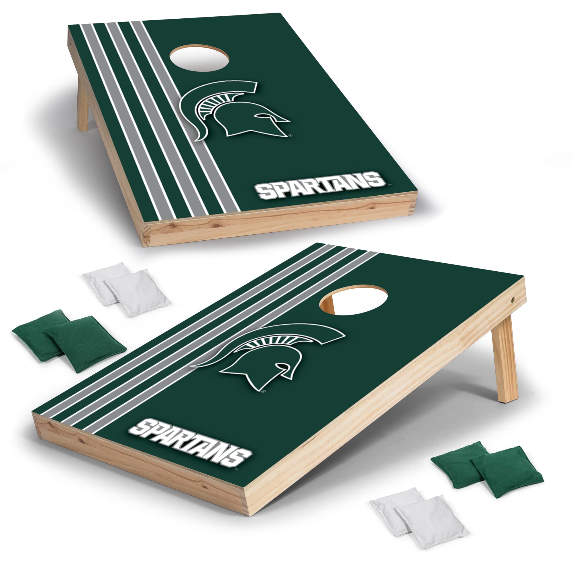 Wild Sports 2' x 3' Solid Wood Cornhole Set with Direct Print HD Team Graphics – Great Gift for Any NCAA Fan! Bean Bag Toss Family Outdoor Games – Michigan State Spartans - Sports Collectibles, Sports Memorabilia, Sports Fan Shop, Sports Gifts
