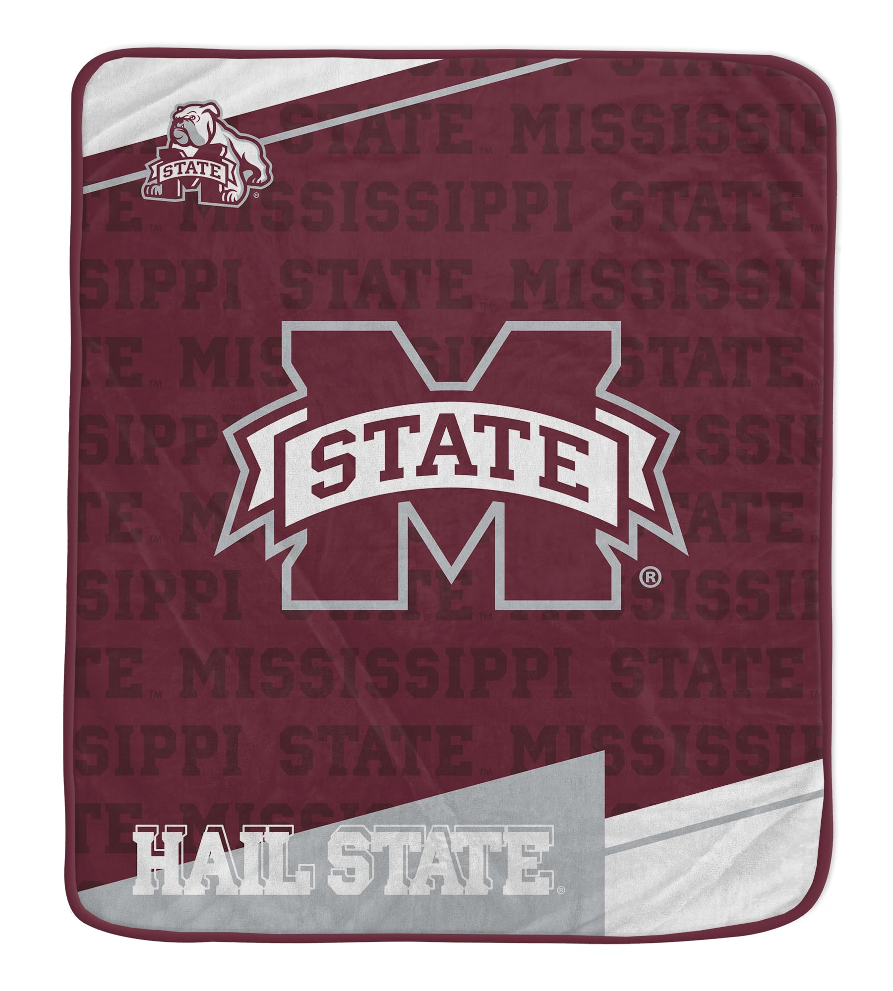 Pegasus Sports NCAA Mississippi State Bulldogs Diagonal Ghost Ultra Soft Blanket - Sports Gifts, Sports Memorabilia, Sports Collectibles, Fan Shop
