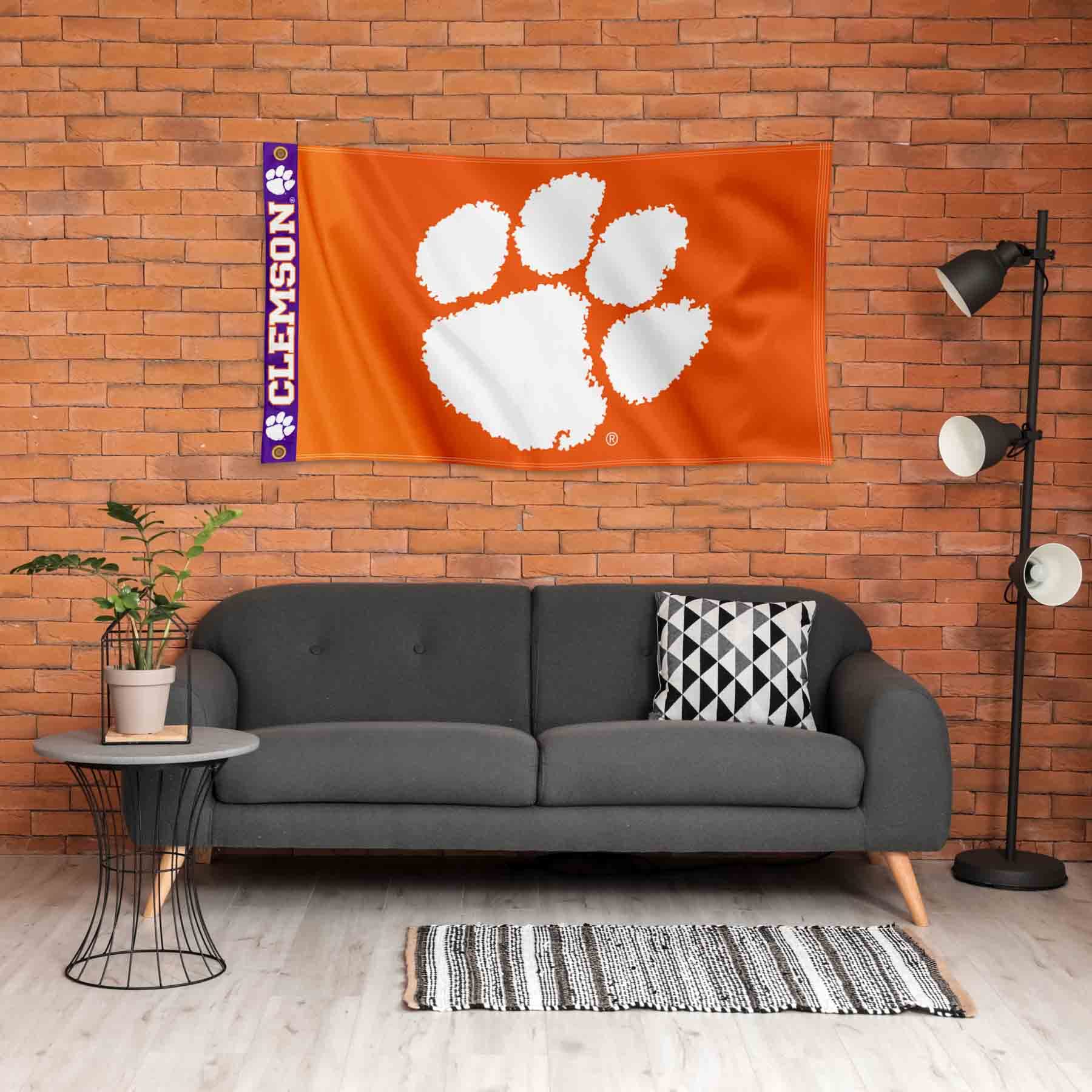 College Flags & Banners Co. Clemson Tigers Printed Header 3x5 Foot Banner Flag - Sports Collectibles, Sports Memorabilia, Sports Fan Shop, Sports Gifts