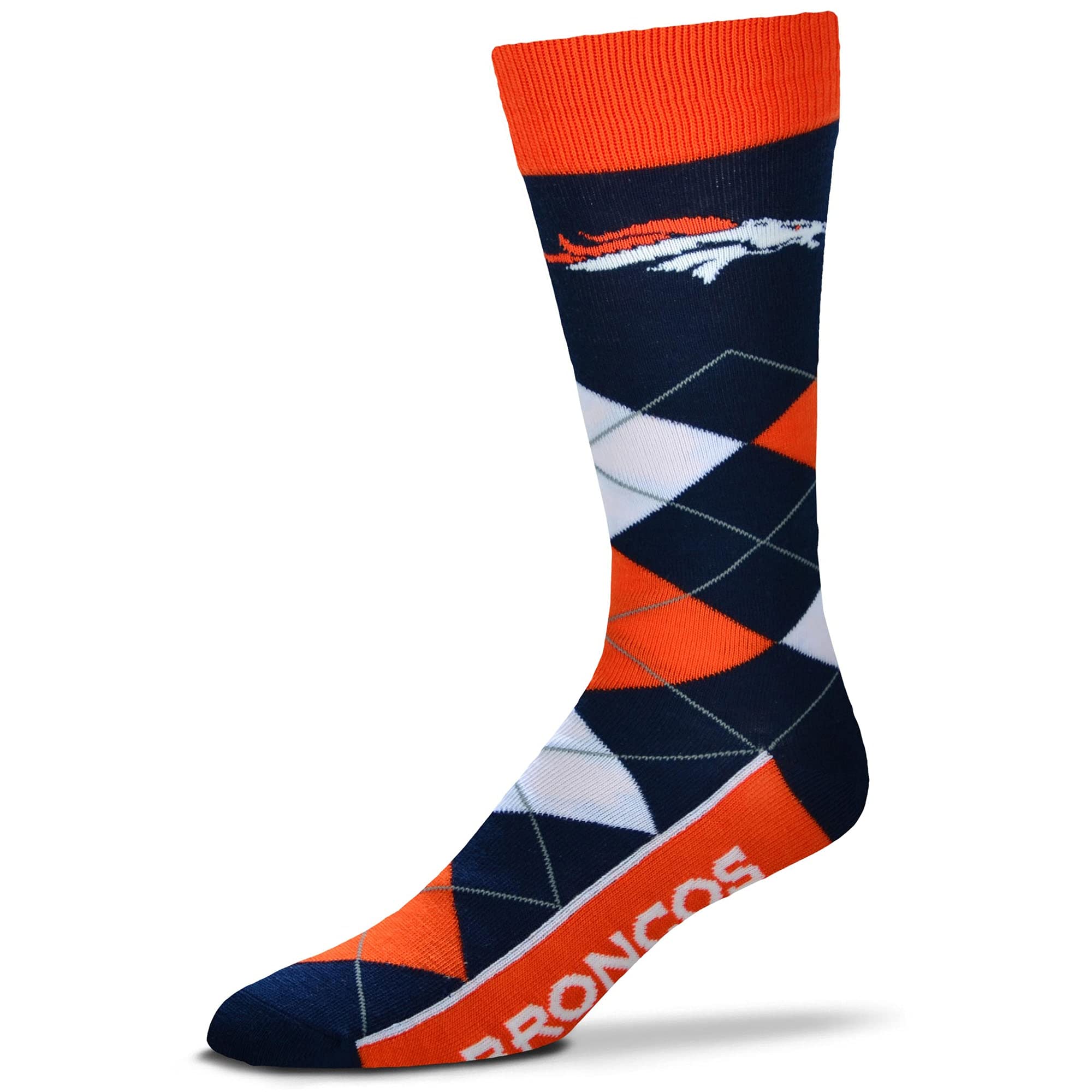 For Bare Feet NFL Denver Broncos Argyle Line Up Dress Sock Team Color OSFM - Sports Gifts, Sports Memorabilia, Sports Collectibles, Fan Shop