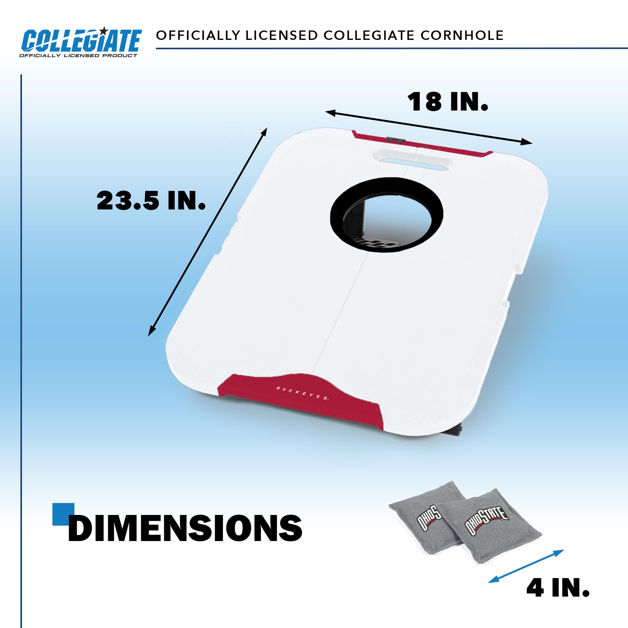 Wild Sports NCAA Ohio State Buckeyes Pro Football All-Weather Cornhole Set - Travel Bean Bag Toss Set Includes 8 Bean Bags - Sports Collectibles, Sports Memorabilia, Sports Fan Shop, Sports Gifts