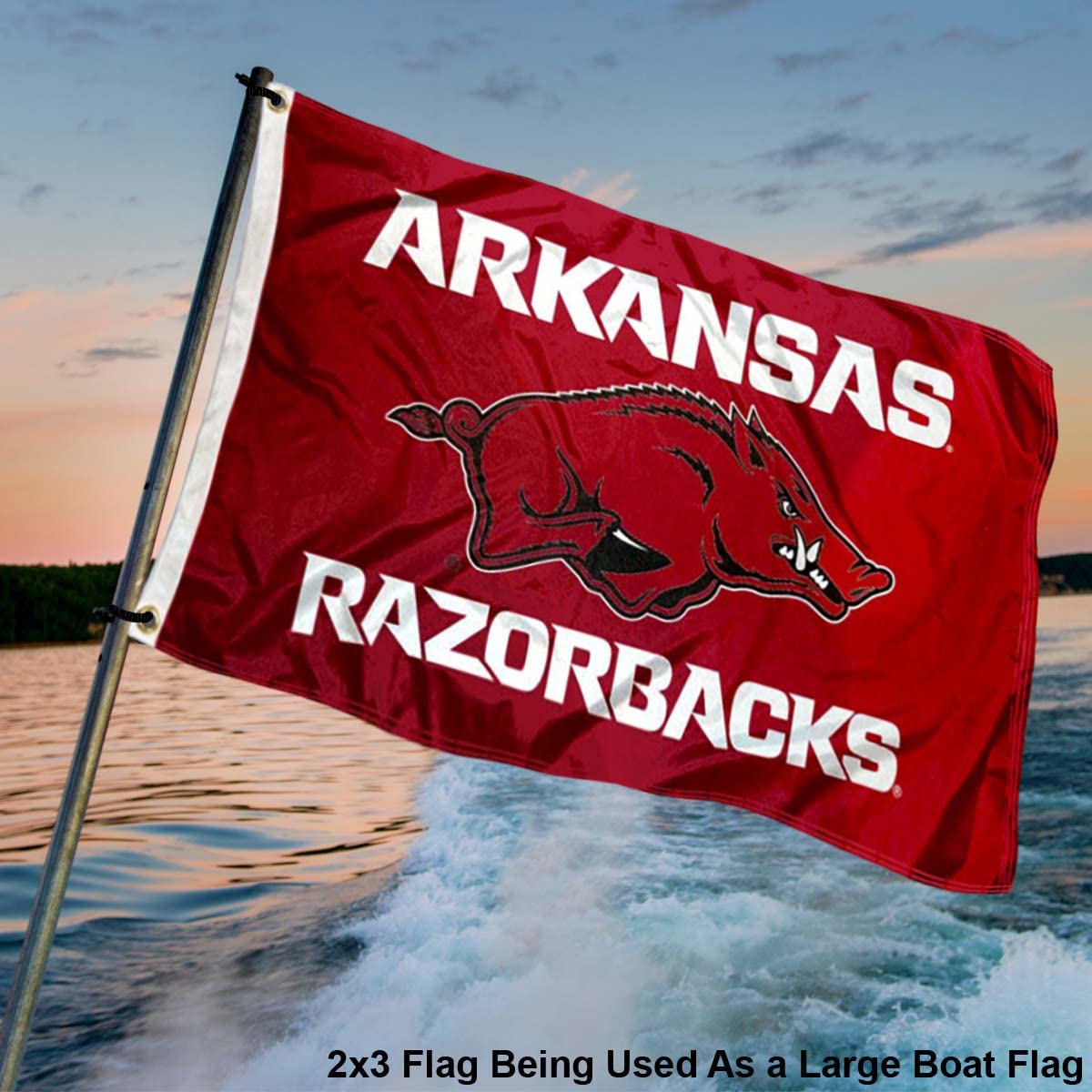 College Flags & Banners Co. Arkansas Razorbacks Small 2'x3' Flag and USA 3x5 Flag Set - Sports Collectibles, Sports Memorabilia, Sports Fan Shop, Sports Gifts