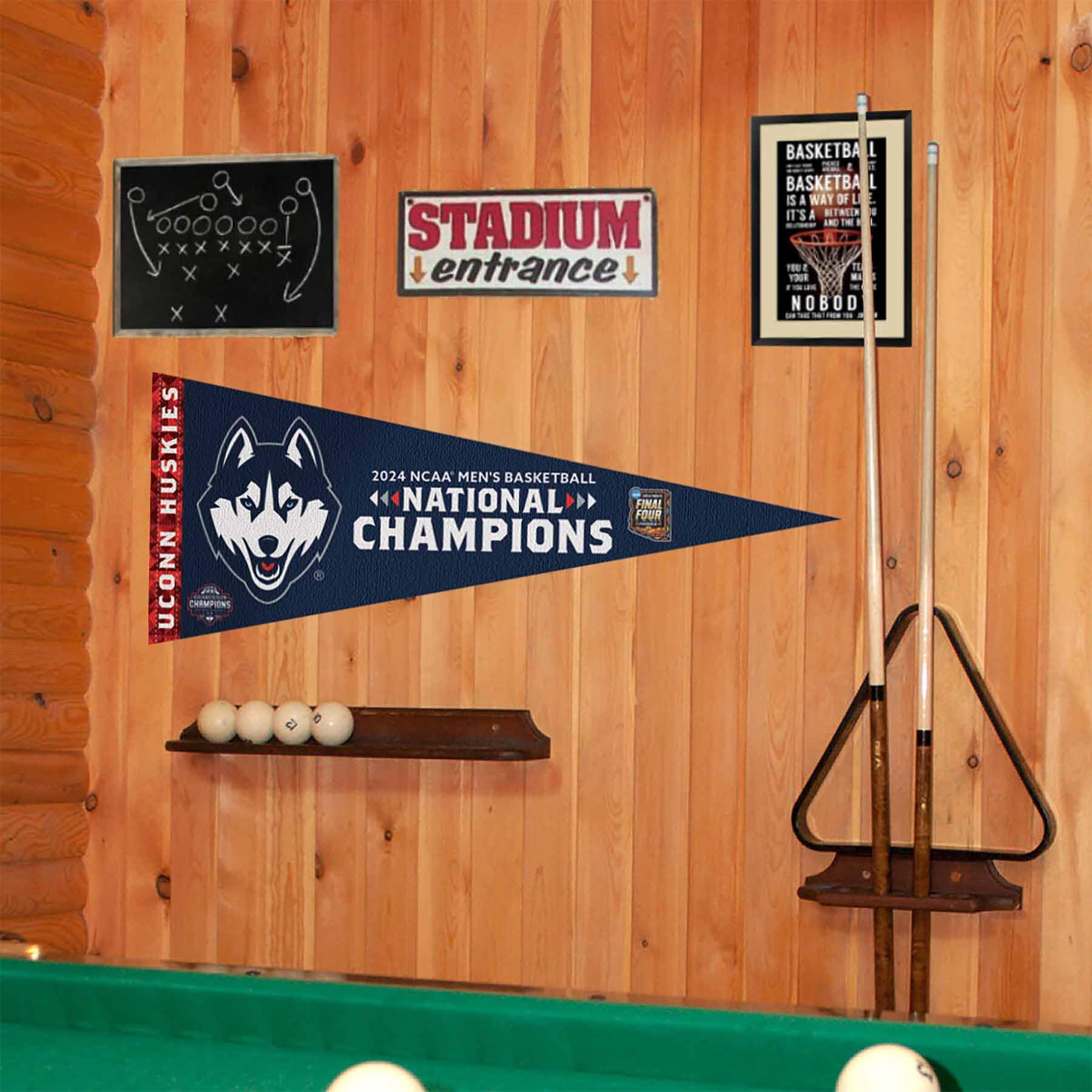WinCraft Connecticut Huskies Pennant 2024 Basketball National Champions Banner - Sports Collectibles, Sports Memorabilia, Sports Fan Shop, Sports Gifts