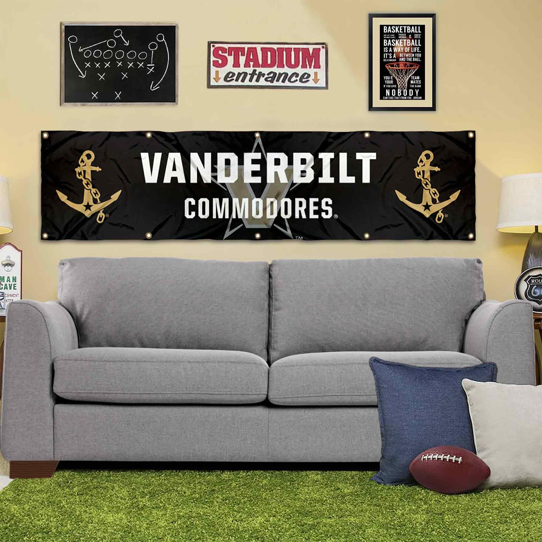 College Flags & Banners Co. Vanderbilt Commodores Large 2x8 Foot Banner - Sports Collectibles, Sports Memorabilia, Sports Fan Shop, Sports Gifts