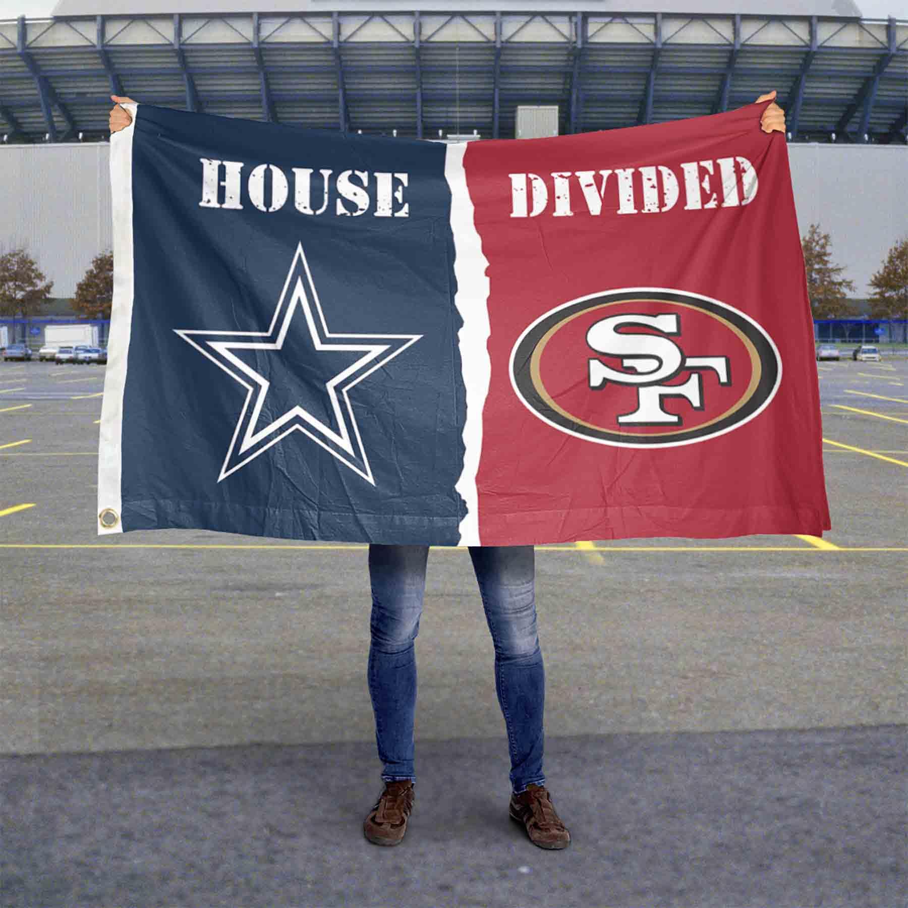 WinCraft Cowboys and 49ers House Divided Flag Rivalry Banner - Sports Collectibles, Sports Memorabilia, Sports Fan Shop, Sports Gifts