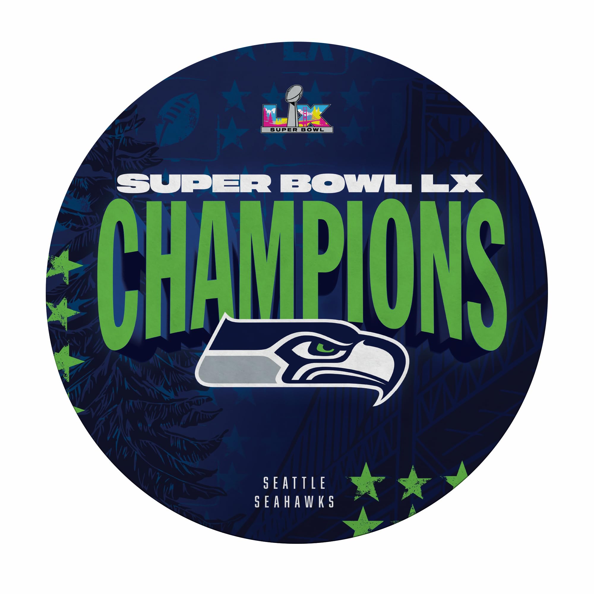 Rico Industries NFL Football Seattle Seahawks 2026 Super Bowl LX Champions Shape Cut Pennant - Home and Living Room Décor - Soft Felt EZ to Hang - Sports Gifts, Sports Memorabilia, Sports Collectibles, Fan Shop