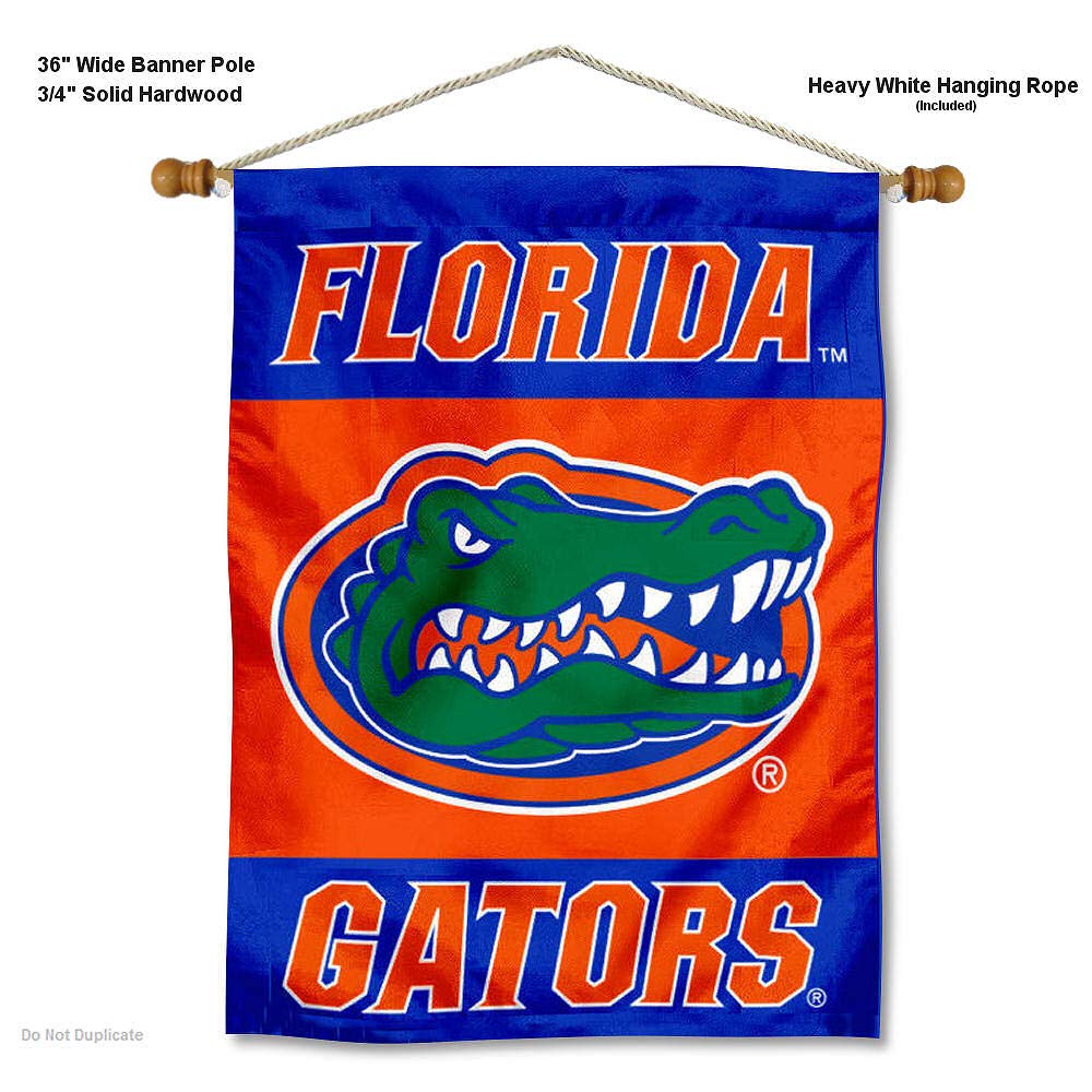 College Flags & Banners Co. University of Florida House Flag and Wood Banner Pole Set - Sports Collectibles, Sports Memorabilia, Sports Fan Shop, Sports Gifts