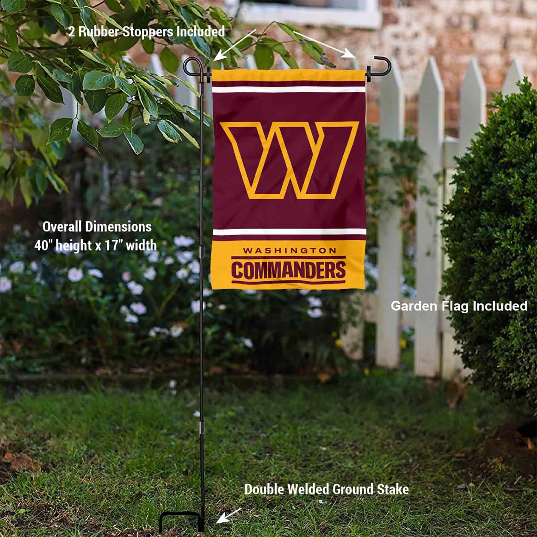 WinCraft Washington Commanders Garden Flag and Flagpole Mount - Sports Collectibles, Sports Memorabilia, Sports Fan Shop, Sports Gifts