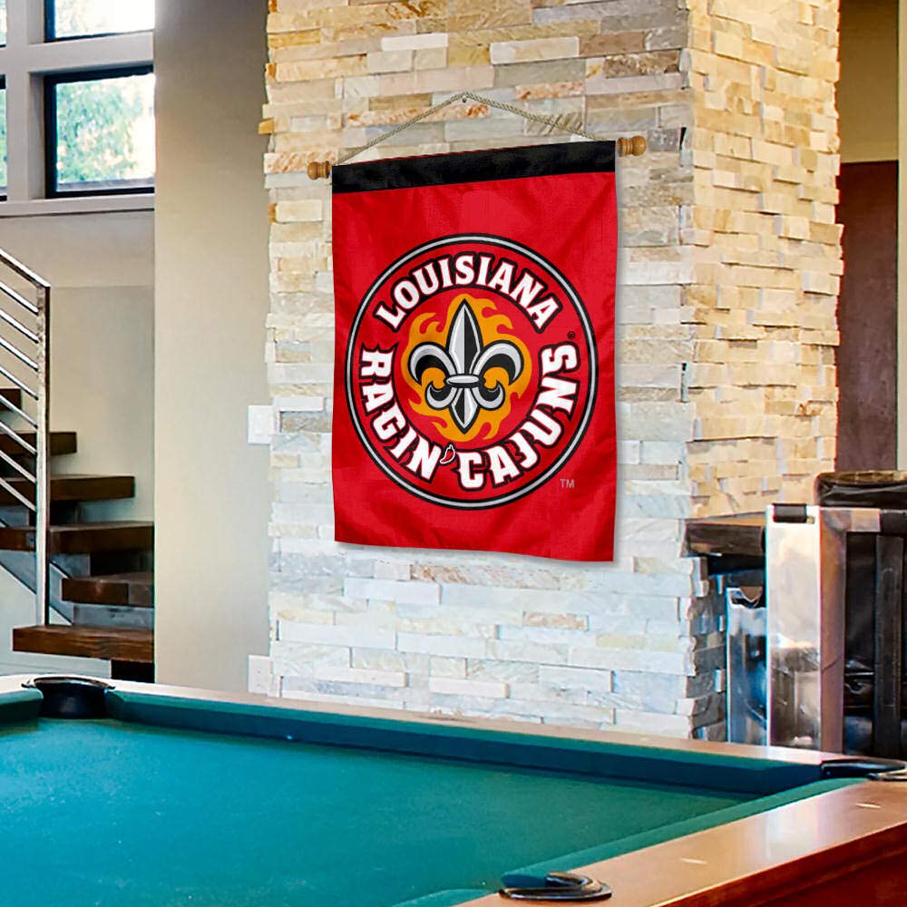 College Flags & Banners Co. Louisiana Lafayette Ragin Cajuns Double Sided House Flag and Wood Banner Pole Set - Sports Collectibles, Sports Memorabilia, Sports Fan Shop, Sports Gifts