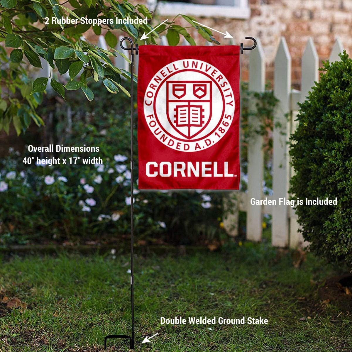 College Flags & Banners Co. Cornell Big Red Garden and USA Flag Stand Pole Holder Set - Sports Collectibles, Sports Memorabilia, Sports Fan Shop, Sports Gifts