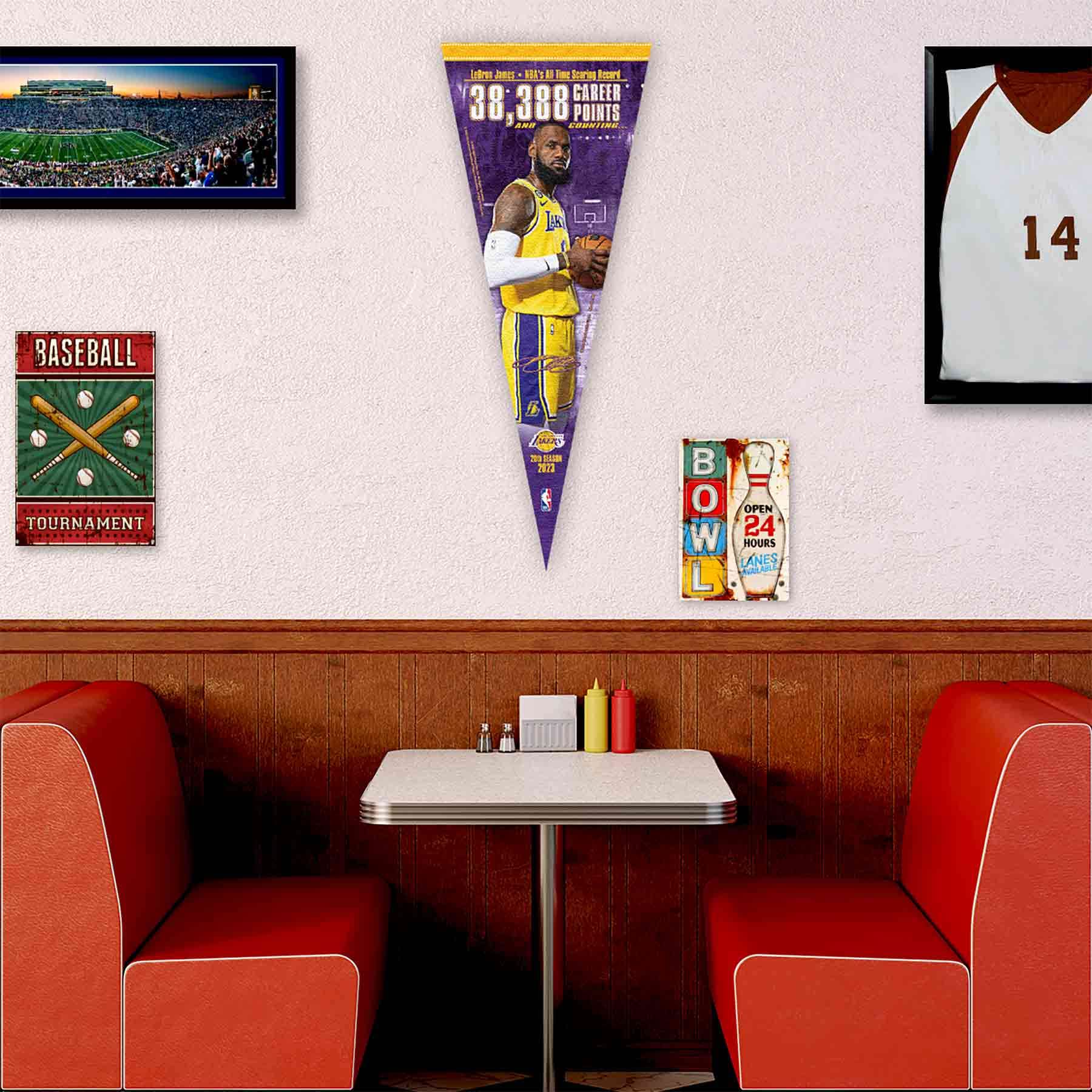 WinCraft Los Angeles Lakers Scoring Record Pennant Flag - Sports Collectibles, Sports Memorabilia, Sports Fan Shop, Sports Gifts