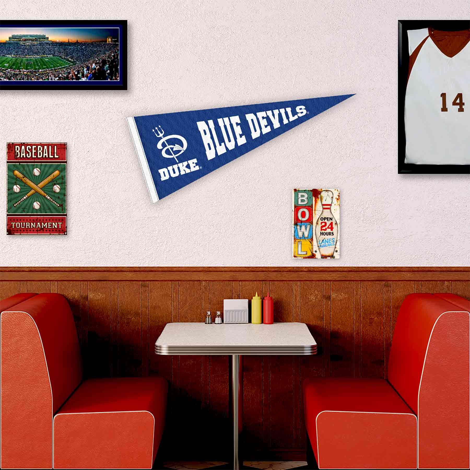 College Flags & Banners Co. Duke Blue Devils Wool Pennant - Sports Collectibles, Sports Memorabilia, Sports Fan Shop, Sports Gifts