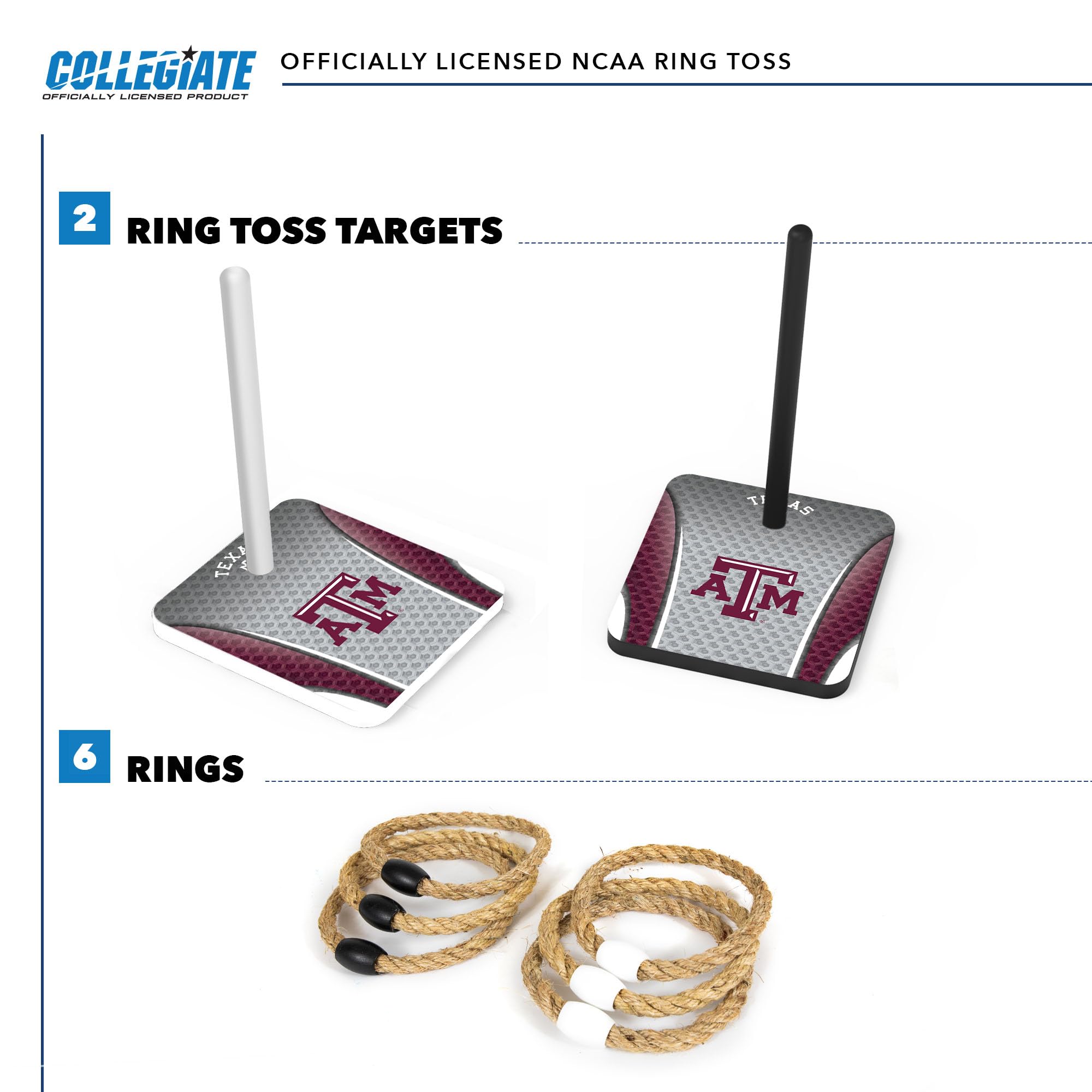 Wild Sports College Quoits Set with Direct Print HD Team Graphics – Tailgate Ring Toss Game – Great Gift for Any NCAA Fan! Ring Toss Family Outdoor Games for The Beach, BBQ, or Tailgate Party - Sports Collectibles, Sports Memorabilia, Sports Fan Shop, Sports Gifts