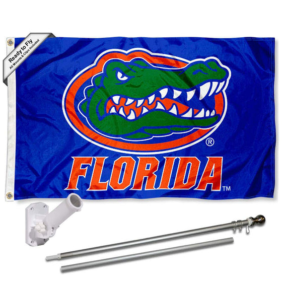College Flags & Banners Co. Florida Gators Blue Flag with Pole and Bracket Kit - Sports Collectibles, Sports Memorabilia, Sports Fan Shop, Sports Gifts