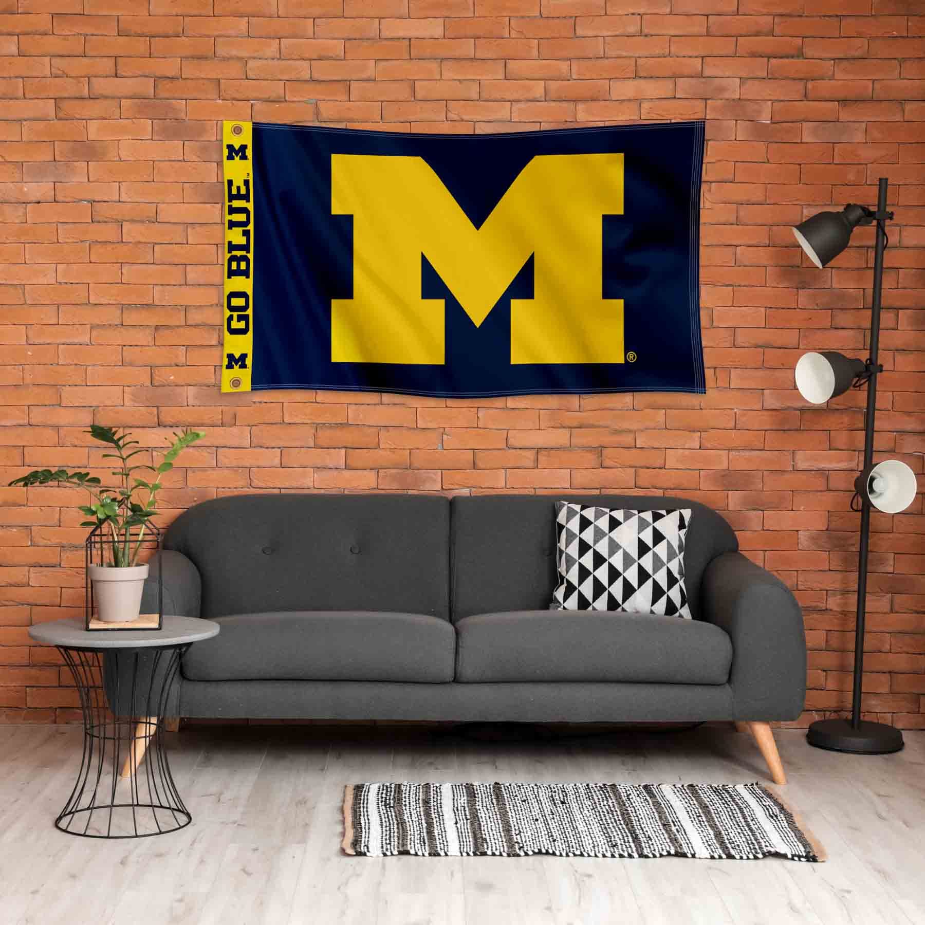 College Flags & Banners Co. Michigan Team University Wolverines Printed Header 3x5 Foot Banner Flag - Sports Collectibles, Sports Memorabilia, Sports Fan Shop, Sports Gifts