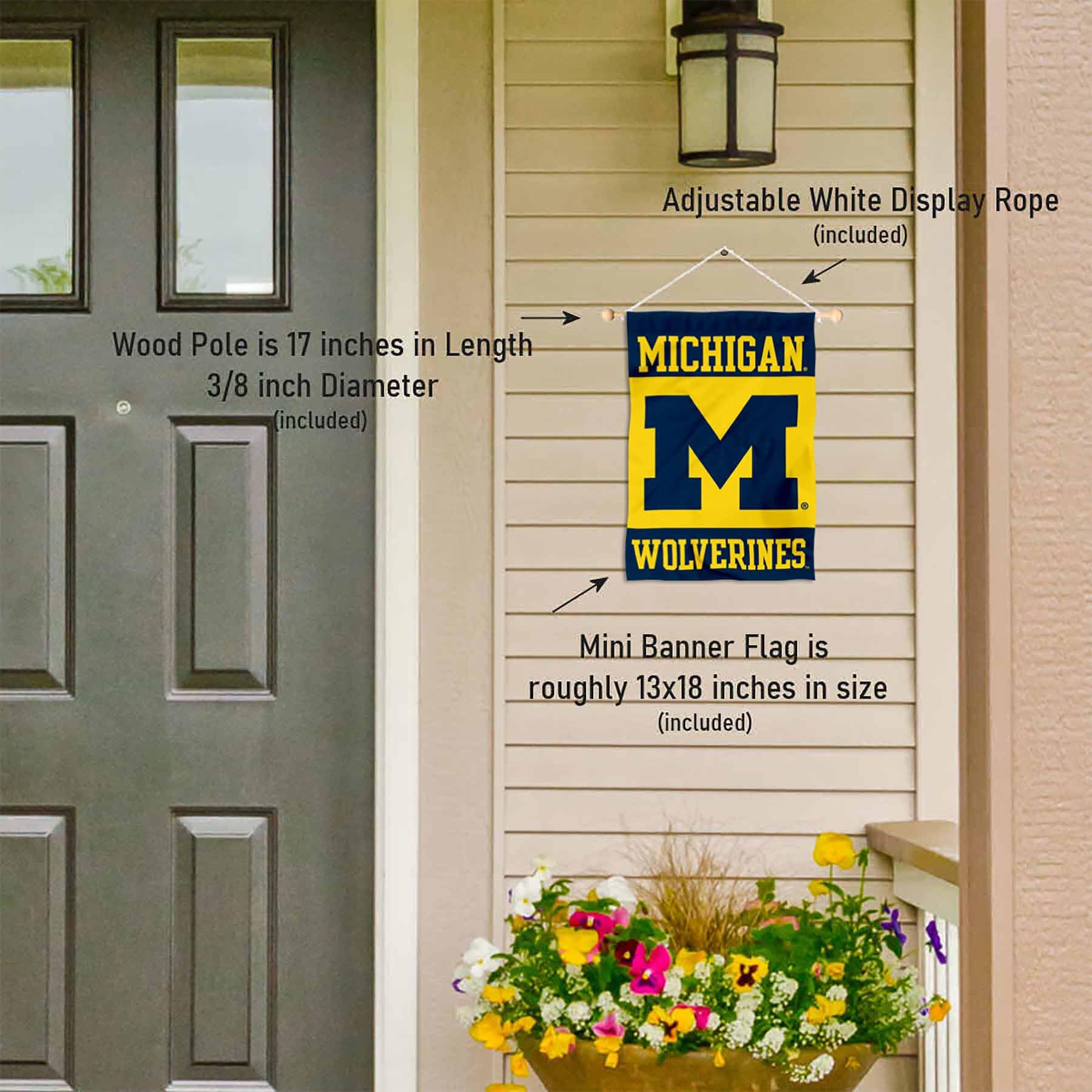 Michigan Team University Wolverines Gold Banner for Windows Doors and Walls - Sports Collectibles, Sports Memorabilia, Sports Fan Shop, Sports Gifts