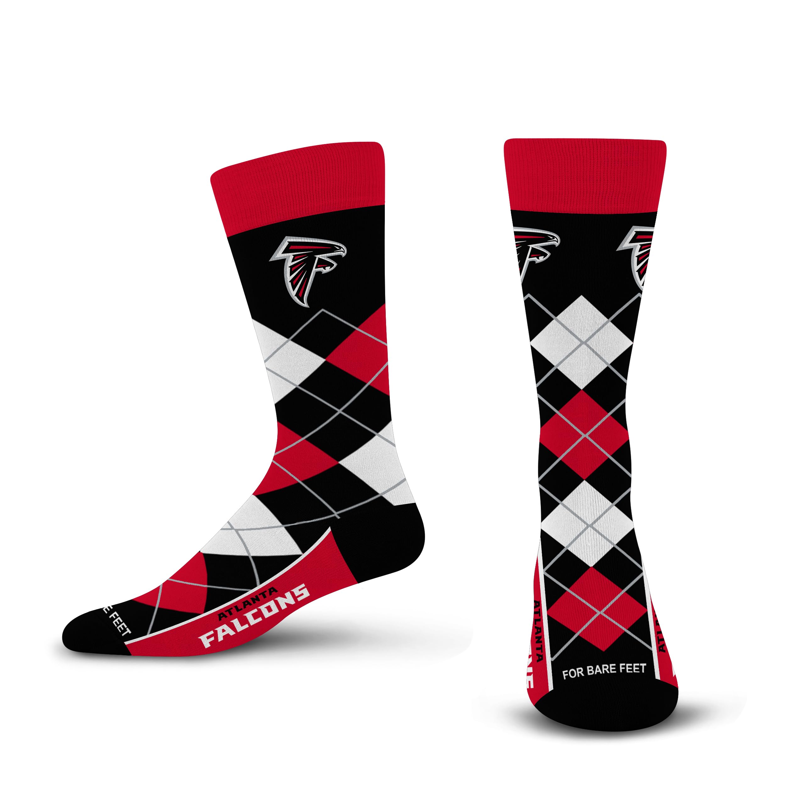 For Bare Feet NFL ATLANTA FALCONS Argyle Remix Premium Dress Sock Team Color OSFM - Sports Gifts, Sports Memorabilia, Sports Collectibles, Fan Shop