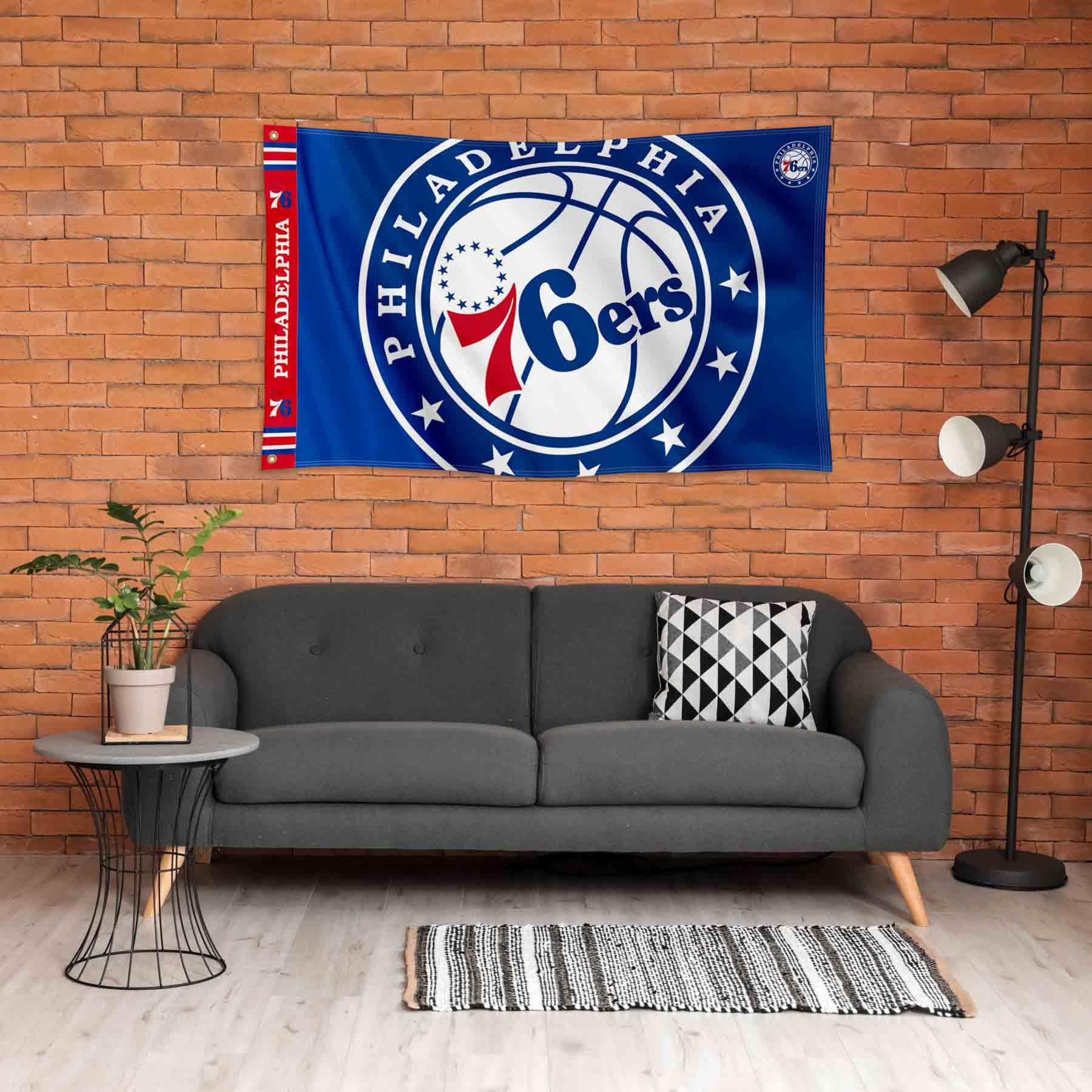 WinCraft Philadelphia 76ers Printed Header 3x5 Premium Banner Flag - Sports Collectibles, Sports Memorabilia, Sports Fan Shop, Sports Gifts