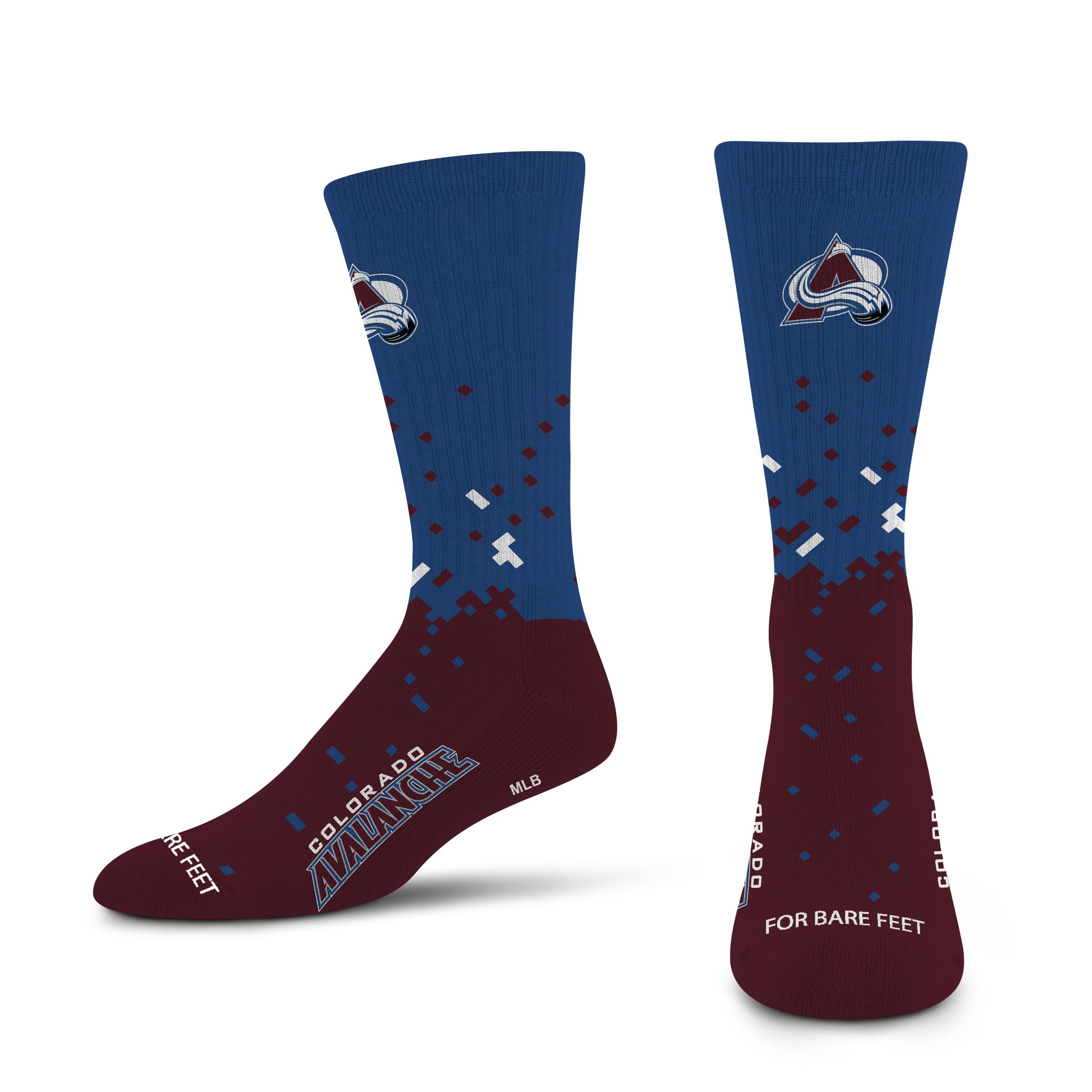 For Bare Feet NHL COLORADO AVALANCHE Spray Zone Crew Sock Team Color Large - Sports Gifts, Sports Memorabilia, Sports Collectibles, Fan Shop