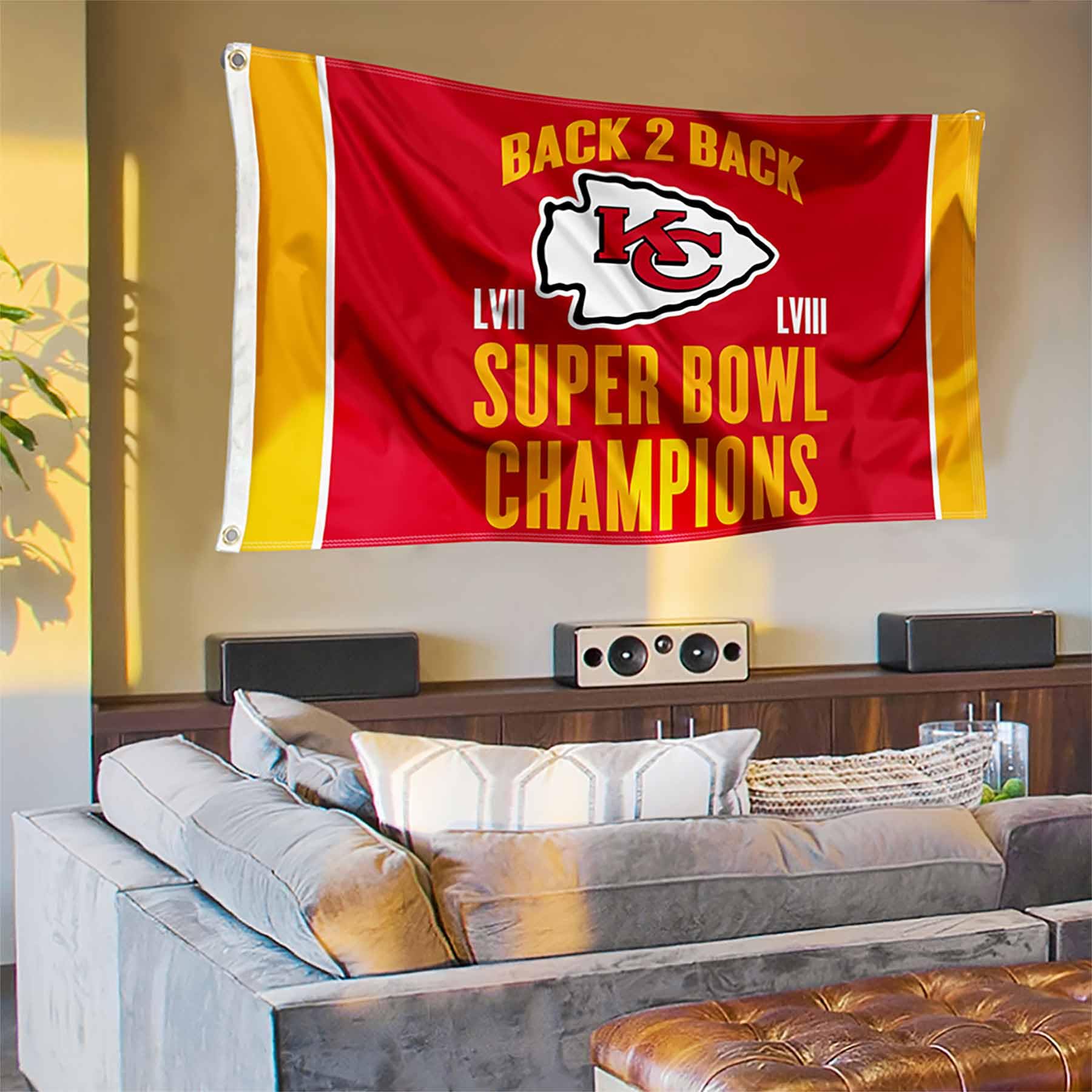 Kansas City Chiefs Back to Back Super Bowl Champions Banner and Tapestry Wall Tack Pads - Sports Collectibles, Sports Memorabilia, Sports Fan Shop, Sports Gifts