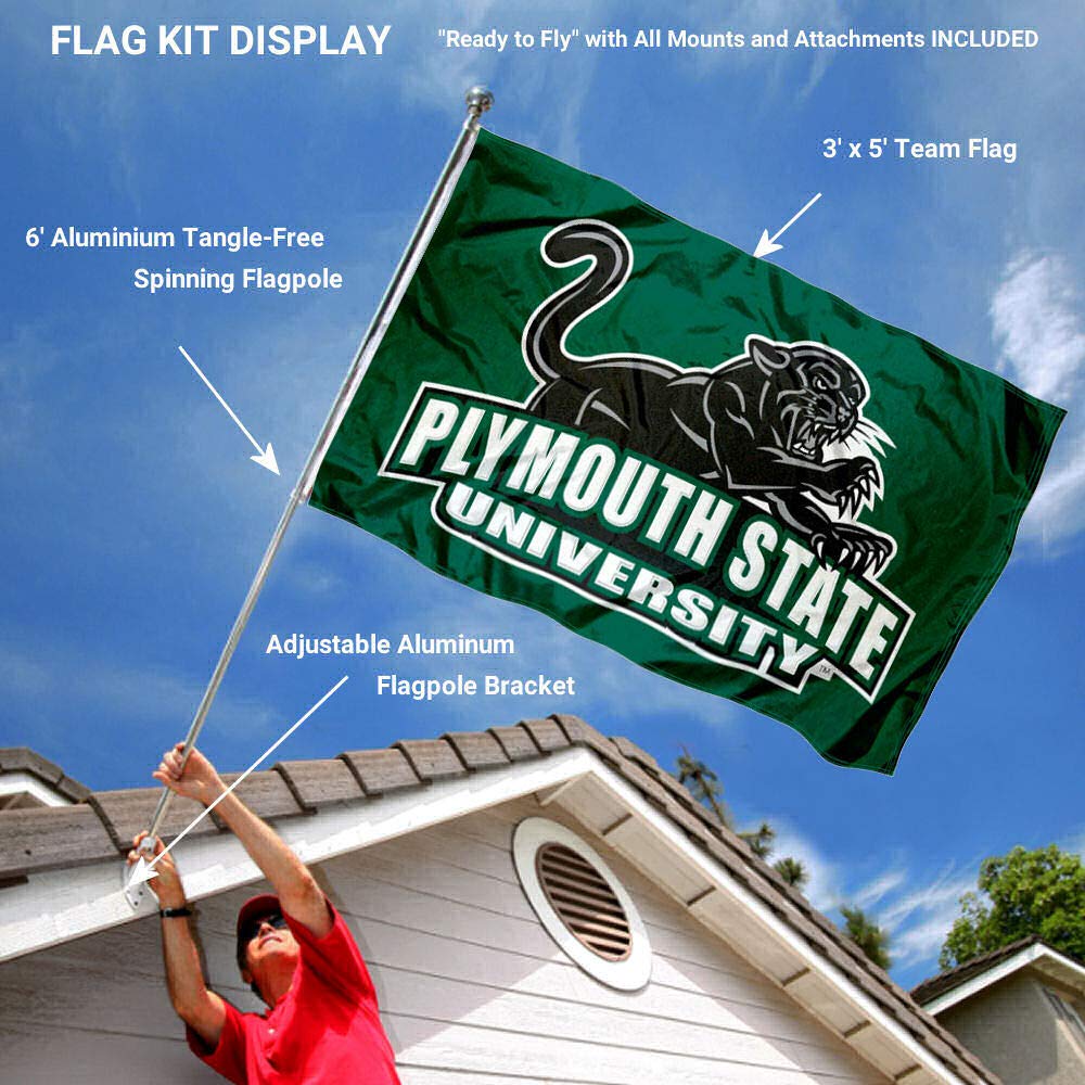 College Flags & Banners Co. Plymouth State Panthers Flag and Pole Bracket Mount Bundle - Sports Collectibles, Sports Memorabilia, Sports Fan Shop, Sports Gifts