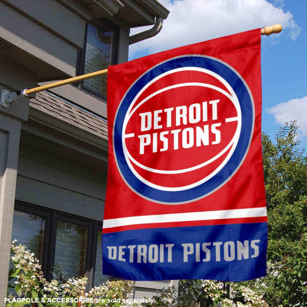 WinCraft Detroit Pistons Double Sided House Banner Flag - Sports Collectibles, Sports Memorabilia, Sports Fan Shop, Sports Gifts