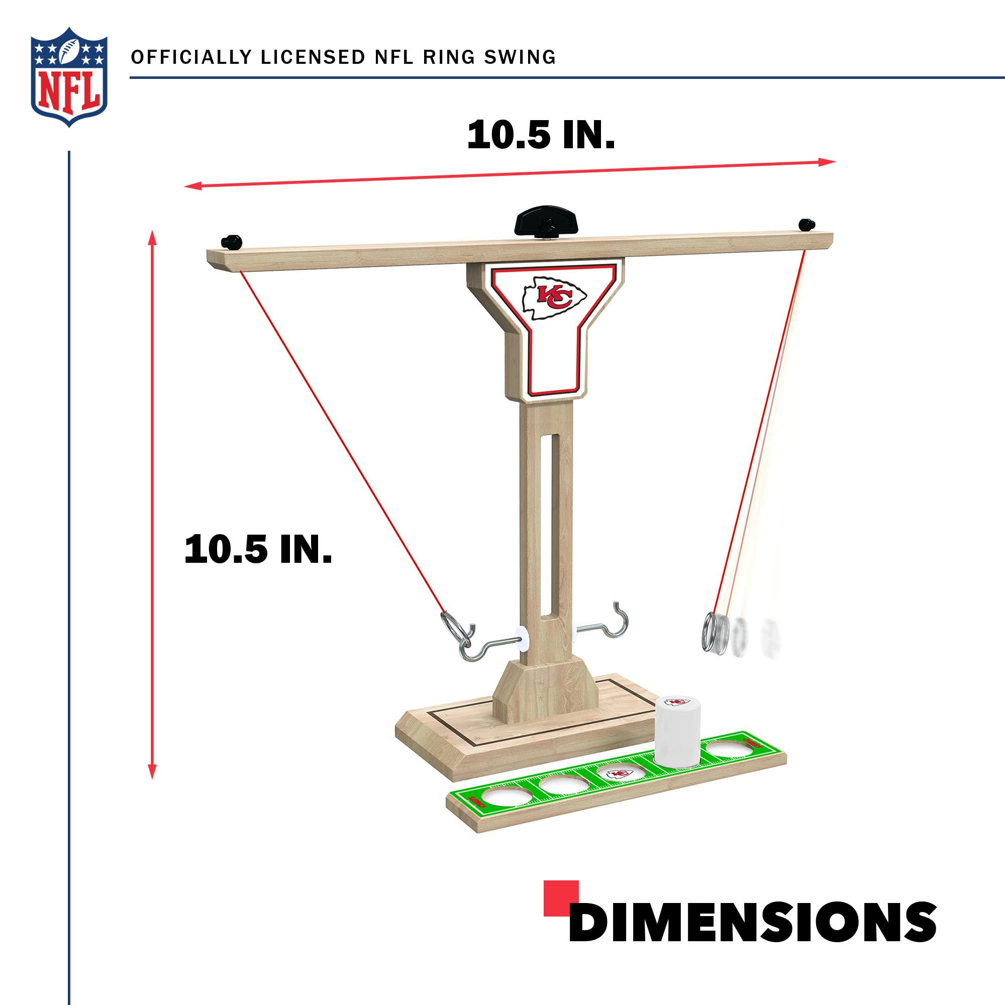 Wild Sports NFL Kansas City Chiefs Wooden Ring Swing Battle - Head-to-Head Ring Toss Hook & Ring Game for NFL Fans - Sports Collectibles, Sports Memorabilia, Sports Fan Shop, Sports Gifts