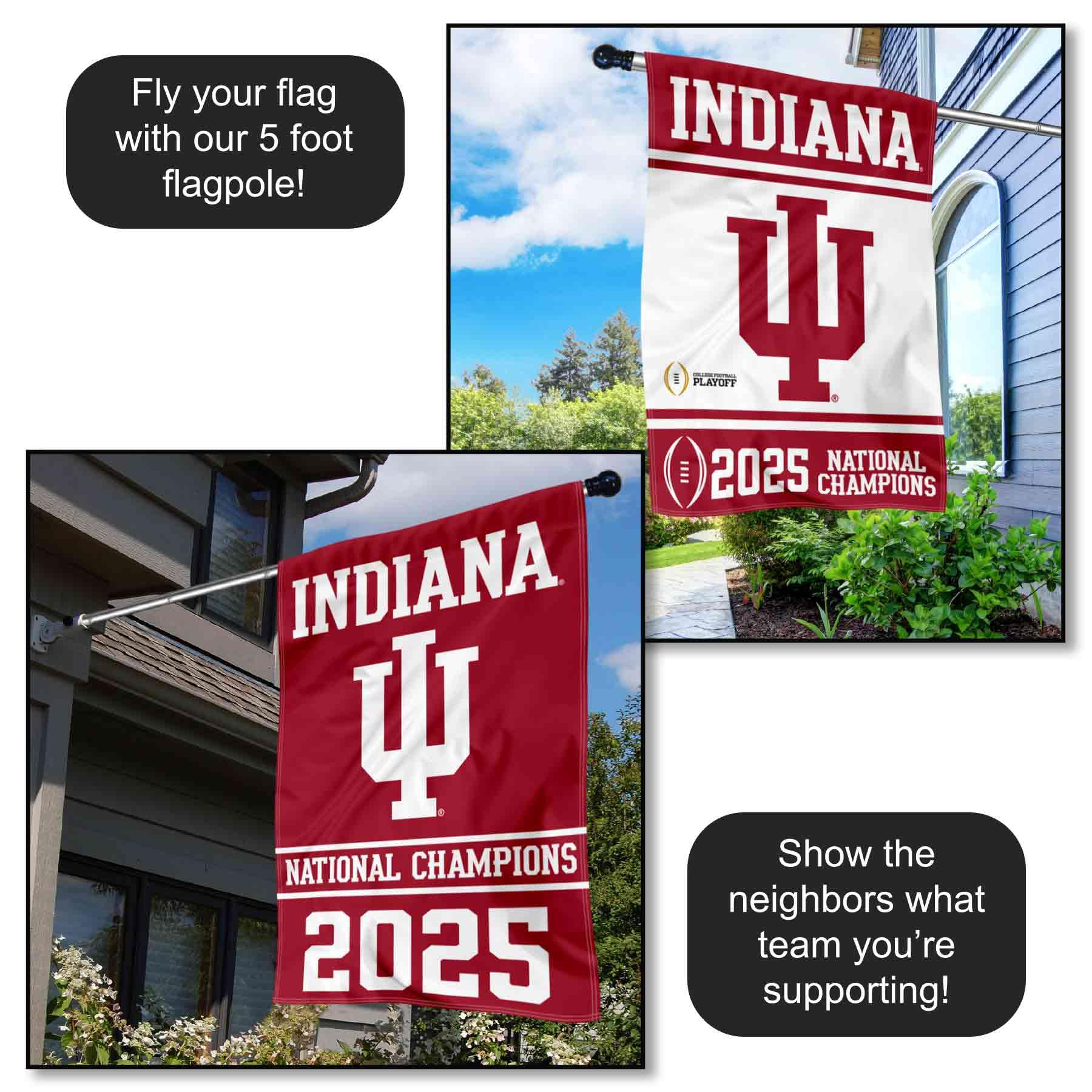 Indiana Hoosiers National Champions 2025 Double Sided House Banner Flag - Sports Gifts, Sports Memorabilia, Sports Collectibles, Fan Shop