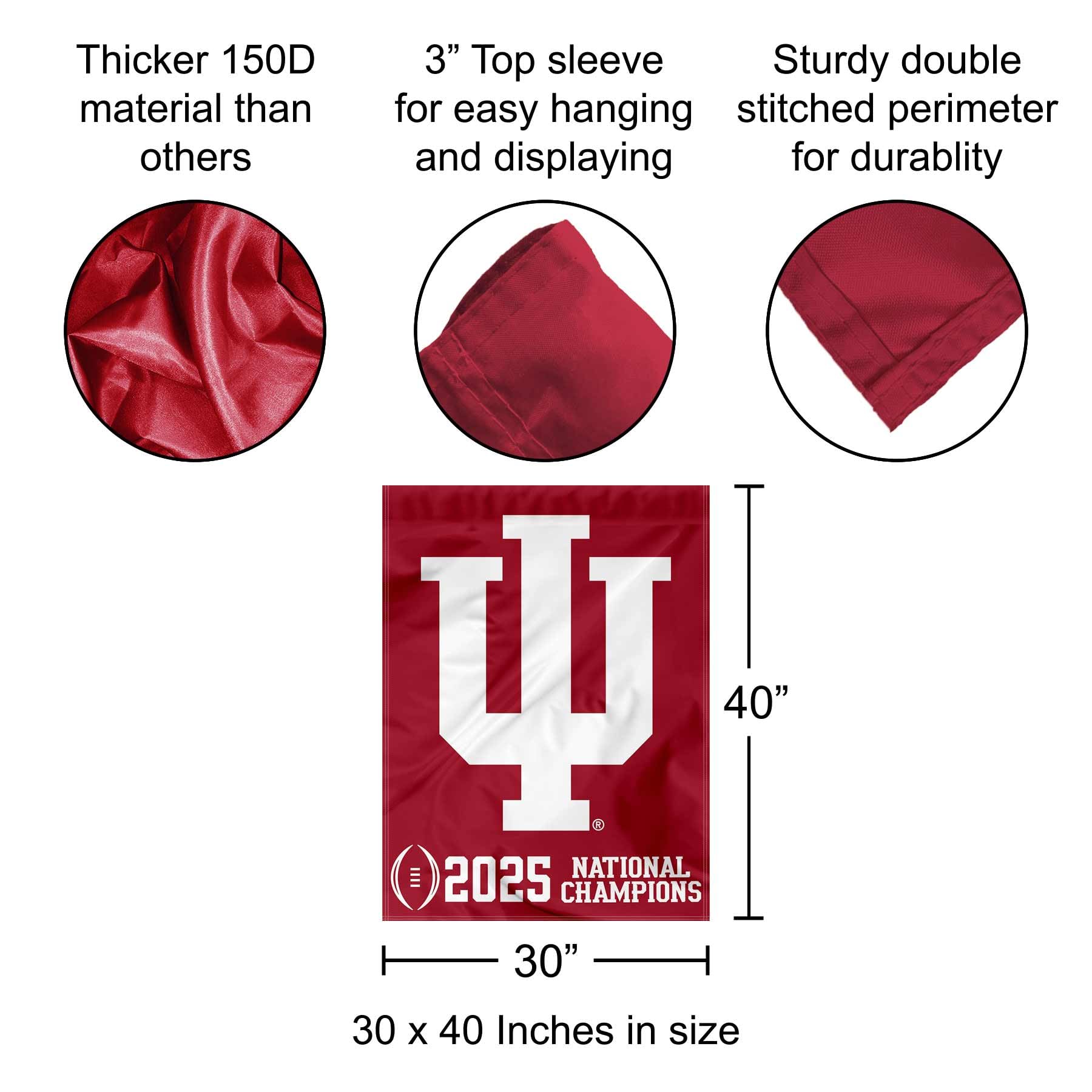 Indiana Hoosiers 2025 National Champions House Flag Banner - Sports Gifts, Sports Memorabilia, Sports Collectibles, Fan Shop