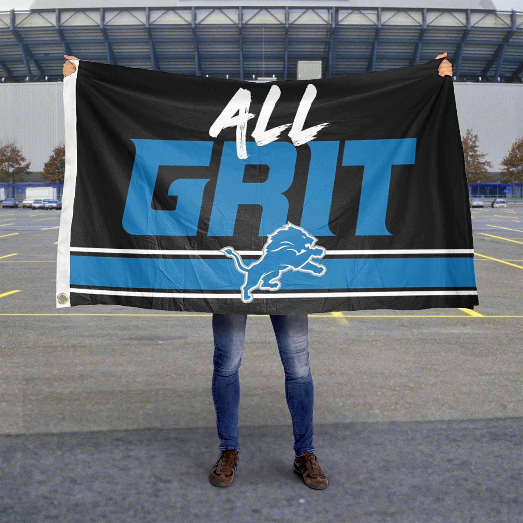 WinCraft Detroit Lions All Grit Large 3x5 Flag - Sports Collectibles, Sports Memorabilia, Sports Fan Shop, Sports Gifts