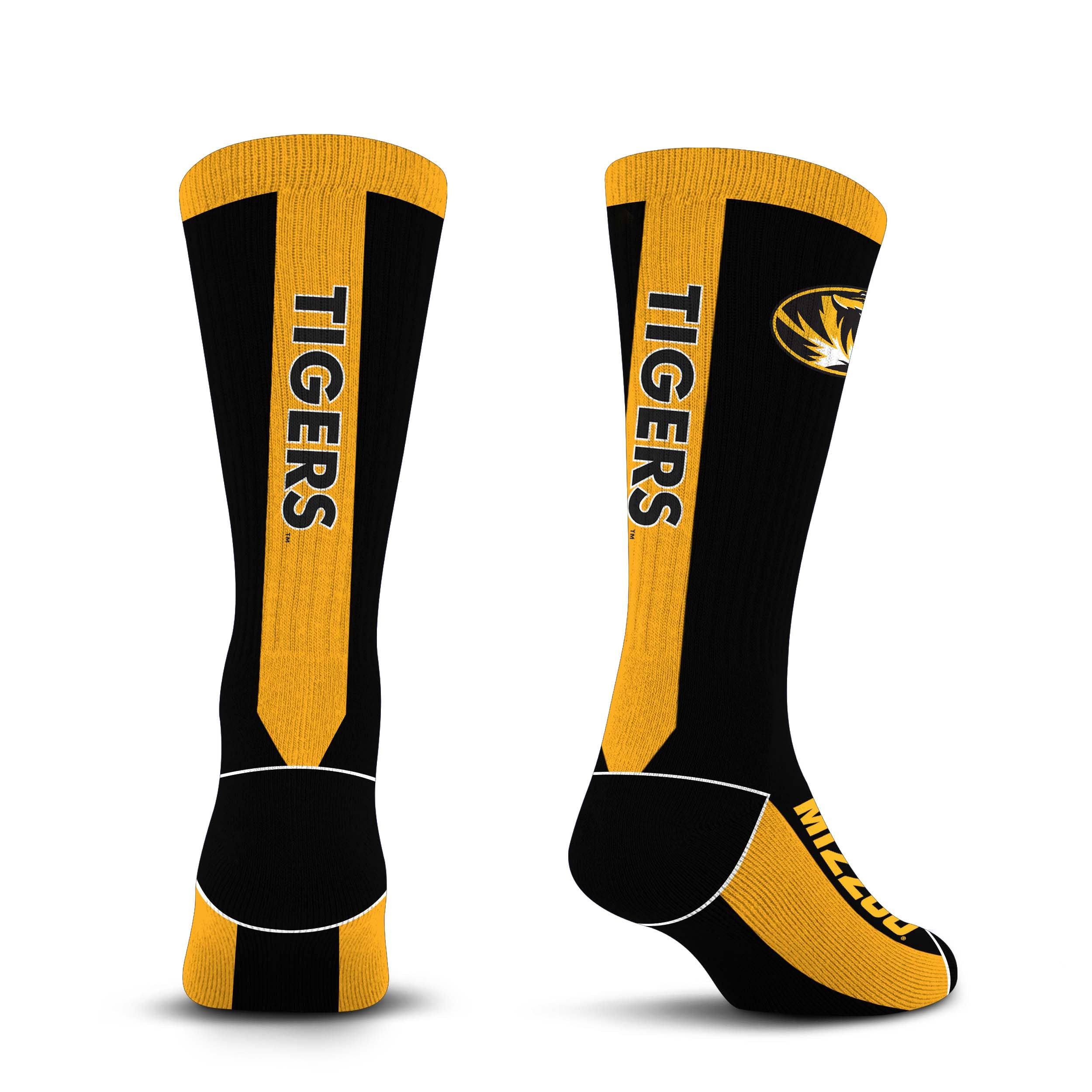 For Bare Feet NCAA MISSOURI TIGERS MVP Crew Sock Team Color Large - Sports Gifts, Sports Memorabilia, Sports Collectibles, Fan Shop