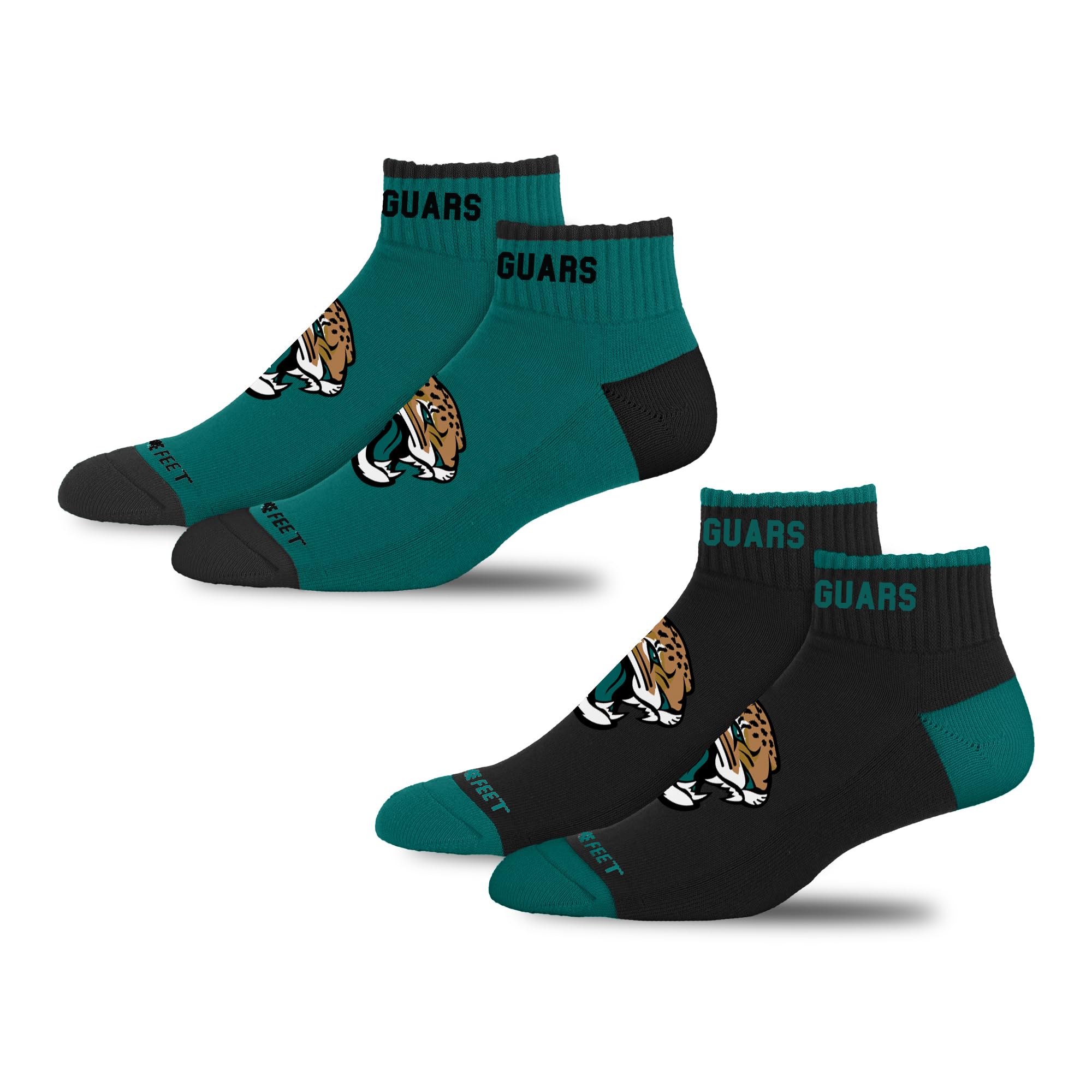 For Bare Feet NFL JACKSONVILLE JAGUARS Front and Center 2 Pack Team Colors Large - Sports Gifts, Sports Memorabilia, Sports Collectibles, Fan Shop