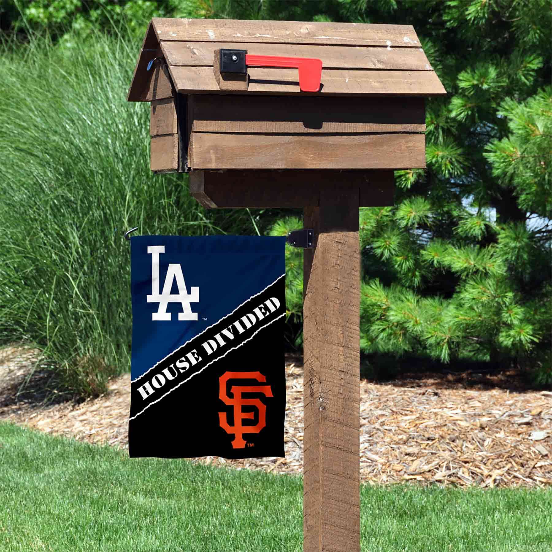 WinCraft House Divided Dodgers and Giants Double Sided Garden Flag - Sports Collectibles, Sports Memorabilia, Sports Fan Shop, Sports Gifts