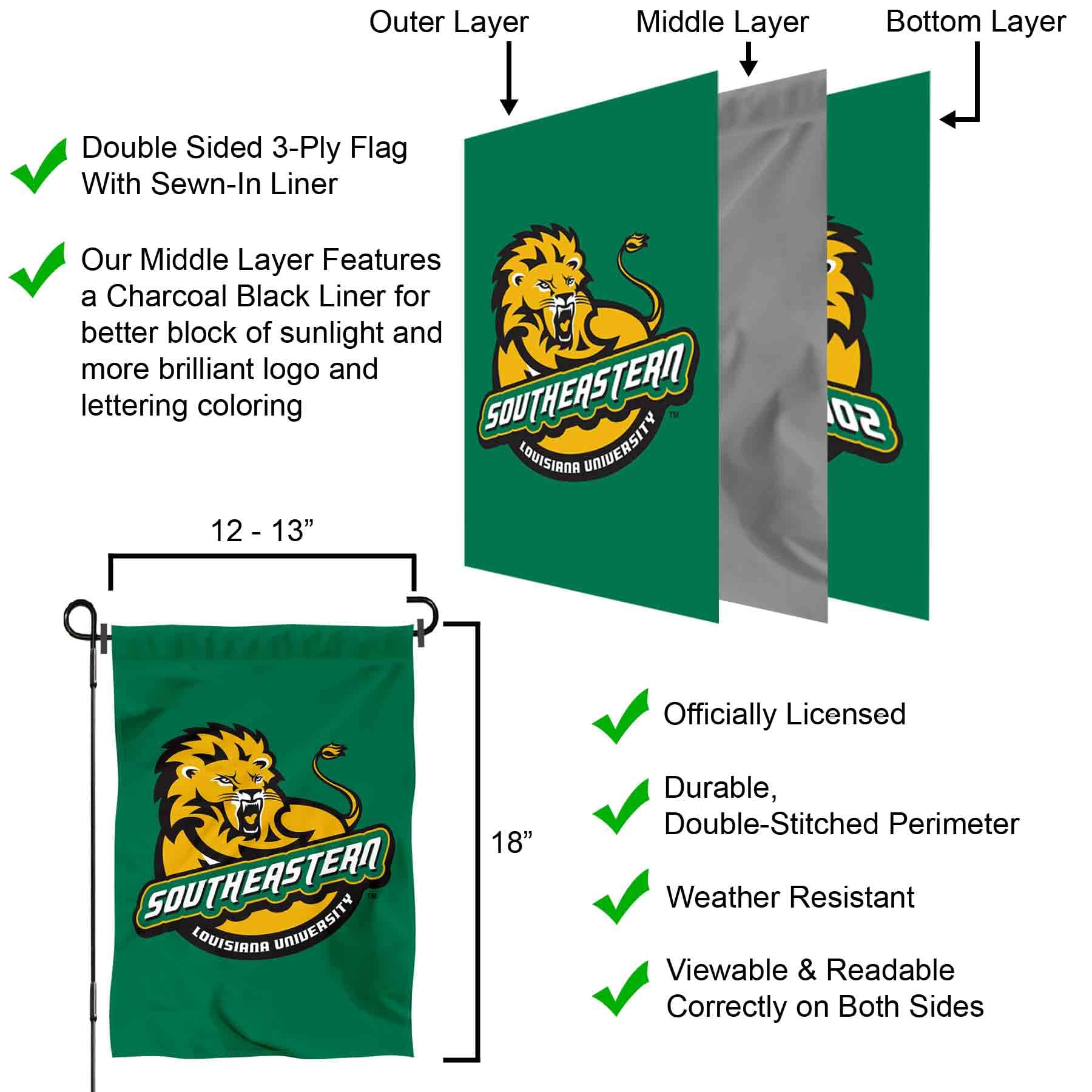 SLU Lions Garden Flag and Yard Banner - Sports Collectibles, Sports Memorabilia, Sports Fan Shop, Sports Gifts