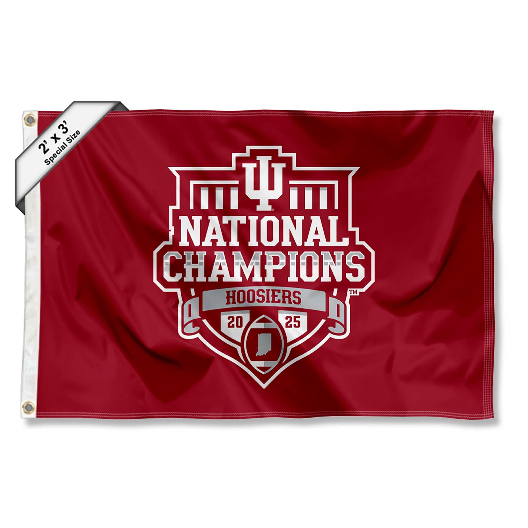 Indiana Hoosiers 2025 National Champions Small 2x3 Foot Flag - Sports Gifts, Sports Memorabilia, Sports Collectibles, Fan Shop