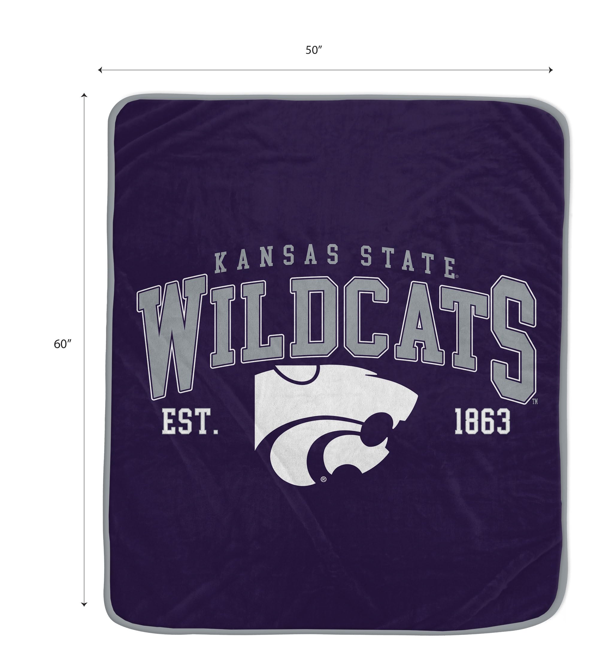 NCAA Kansas State Wildcats Vintage Arch Block Ultra Soft Blanket - Sports Gifts, Sports Memorabilia, Sports Collectibles, Fan Shop