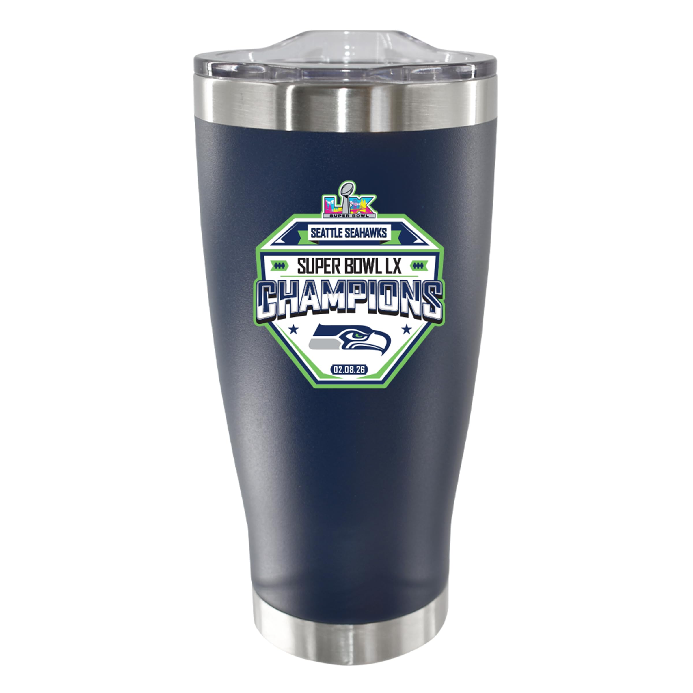 The Memory Company Officially Licensed NFL Seattle Seahawks 2026 Super Bowl LX Champions 20oz Insulated Stainless Steel Travel Mug Tumbler - Sports Gifts, Sports Memorabilia, Sports Collectibles, Fan Shop