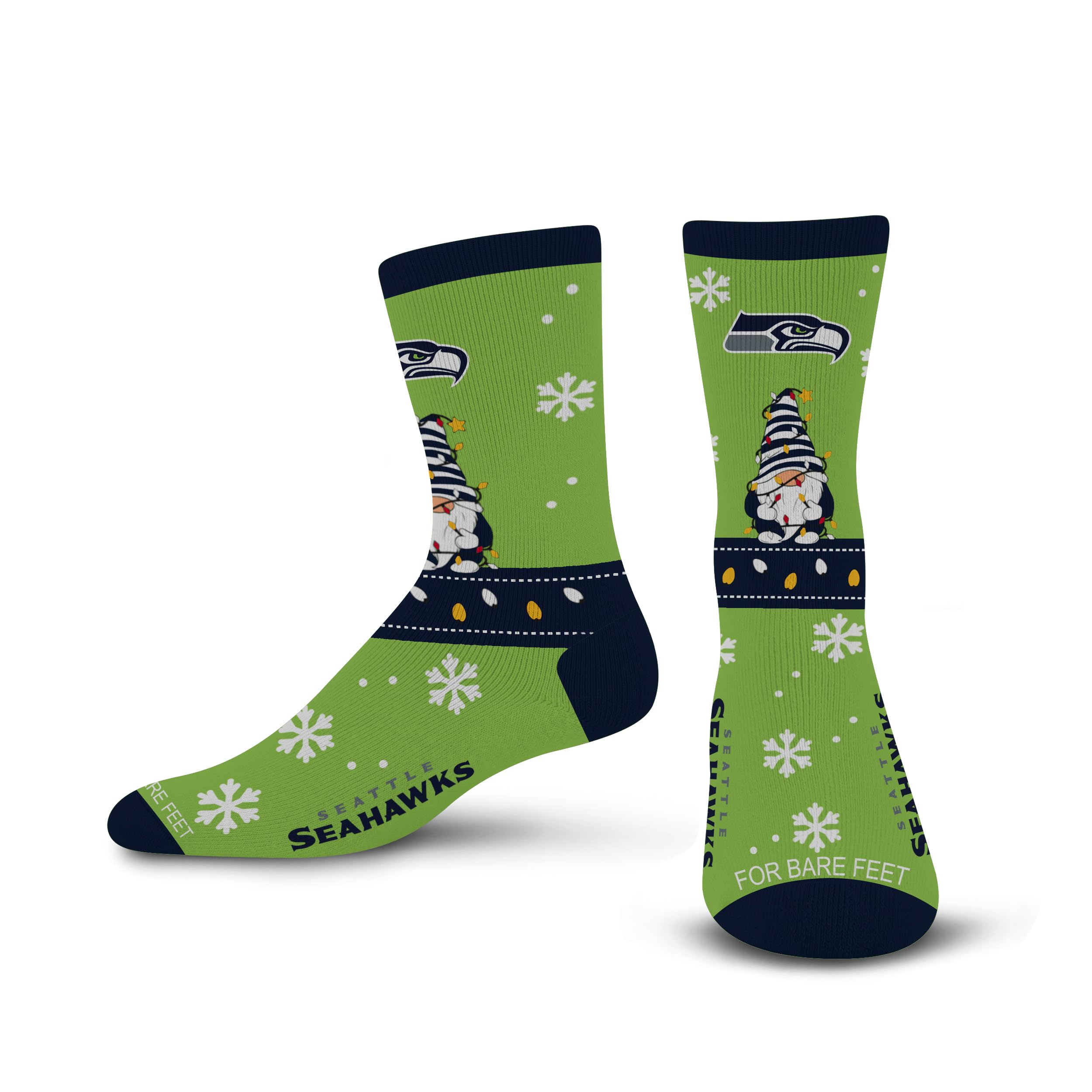 For Bare Feet NFL SEATTLE SEAHAWKS Holiday Sweater Gnome Team Colors Large - Sports Gifts, Sports Memorabilia, Sports Collectibles, Fan Shop