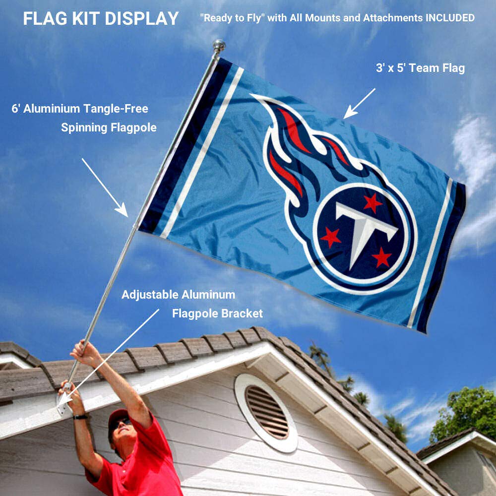 WinCraft Tennessee Titans Flag Pole and Bracket Kit - Sports Collectibles, Sports Memorabilia, Sports Fan Shop, Sports Gifts