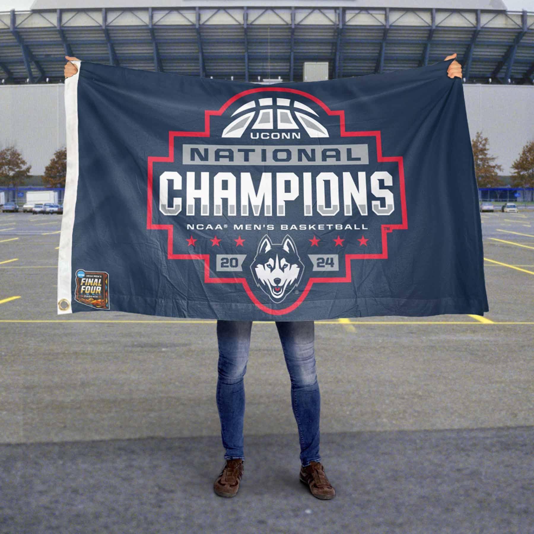 WinCraft Connecticut Huskies Basketball National Champions 2024 Flag 3x5 Banner - Sports Collectibles, Sports Memorabilia, Sports Fan Shop, Sports Gifts