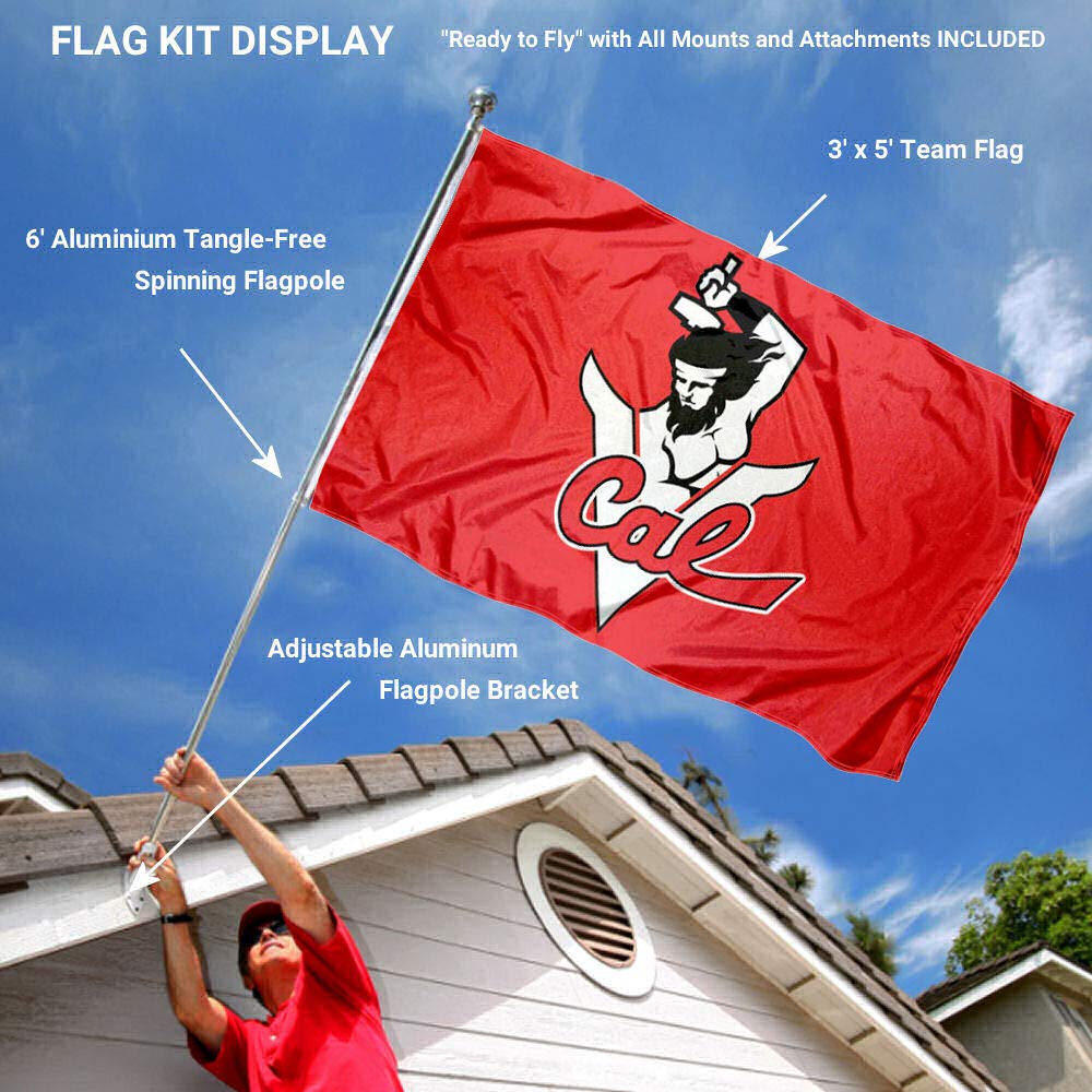 College Flags & Banners Co. California Vulcans Flag and Pole Bracket Mount Bundle - Sports Collectibles, Sports Memorabilia, Sports Fan Shop, Sports Gifts