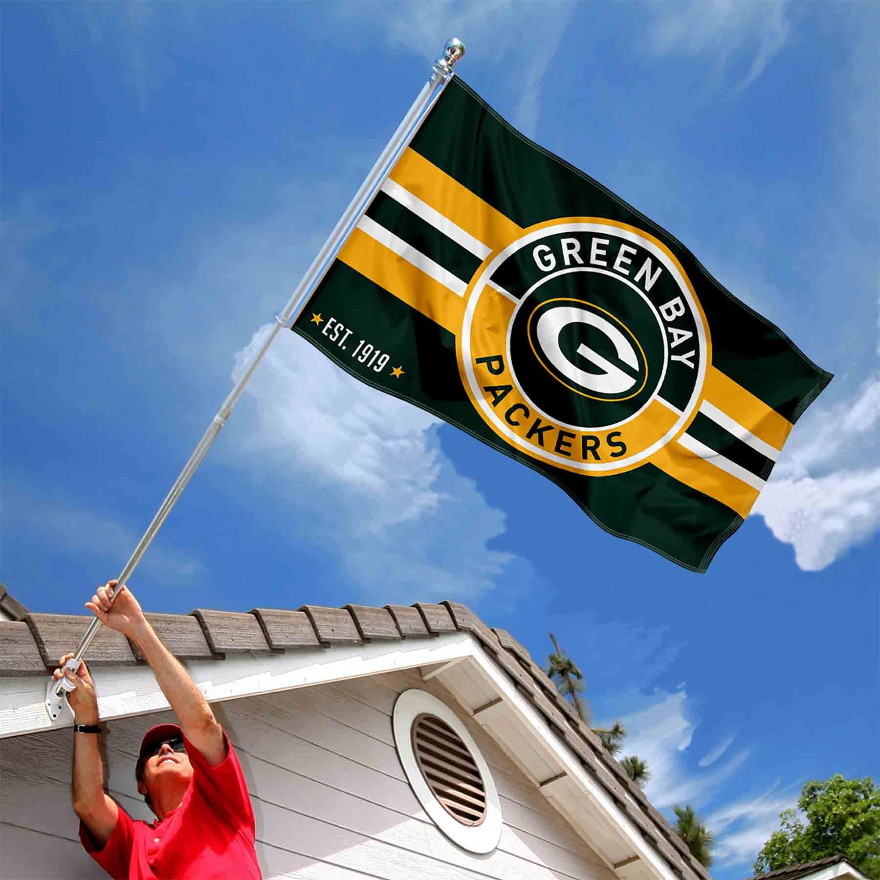 WinCraft Green Bay Packers Patch Button Circle Logo Flag Large 3x5 Banner - Sports Collectibles, Sports Memorabilia, Sports Fan Shop, Sports Gifts