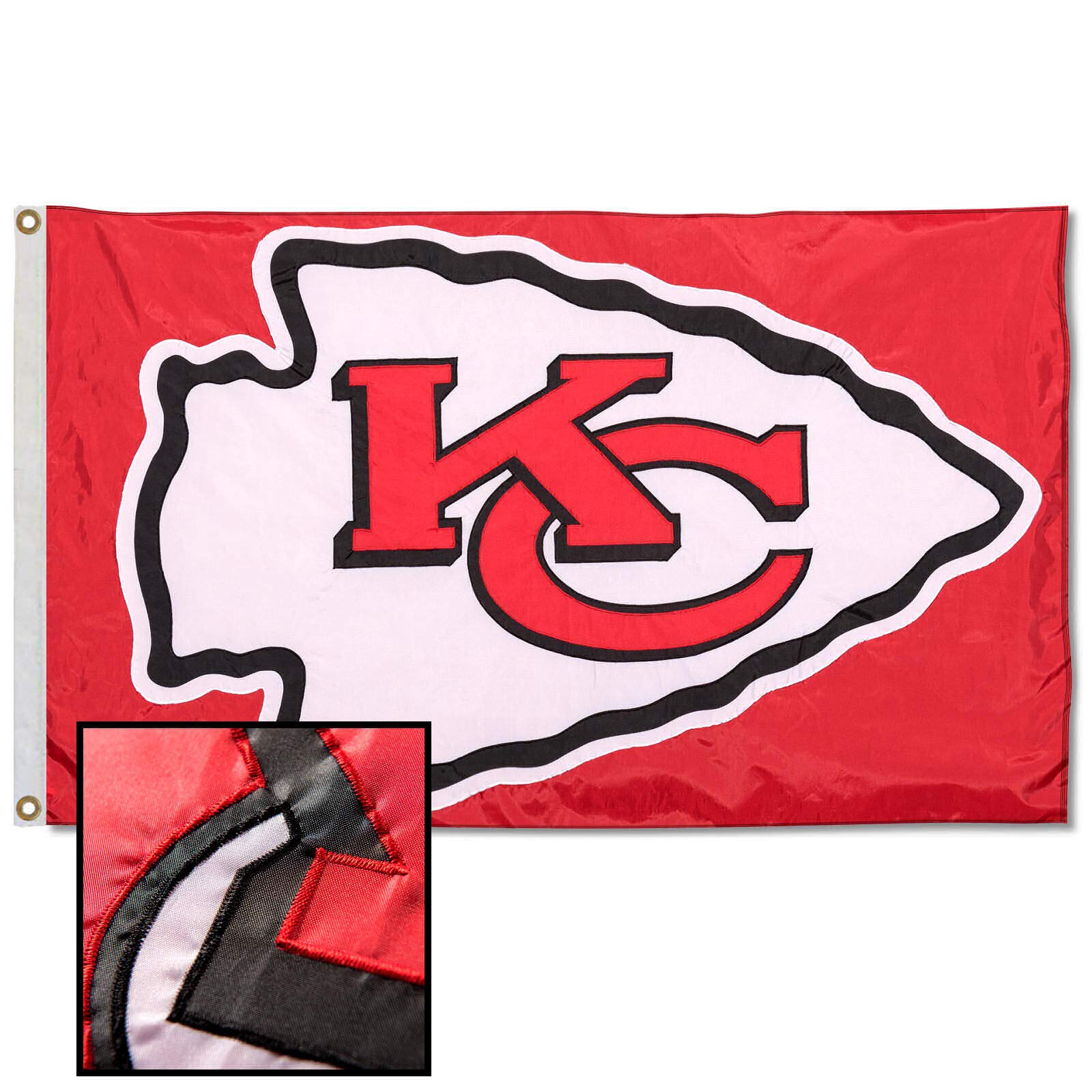 WinCraft Kansas City Chiefs Embroidered Nylon Flag - Sports Collectibles, Sports Memorabilia, Sports Fan Shop, Sports Gifts
