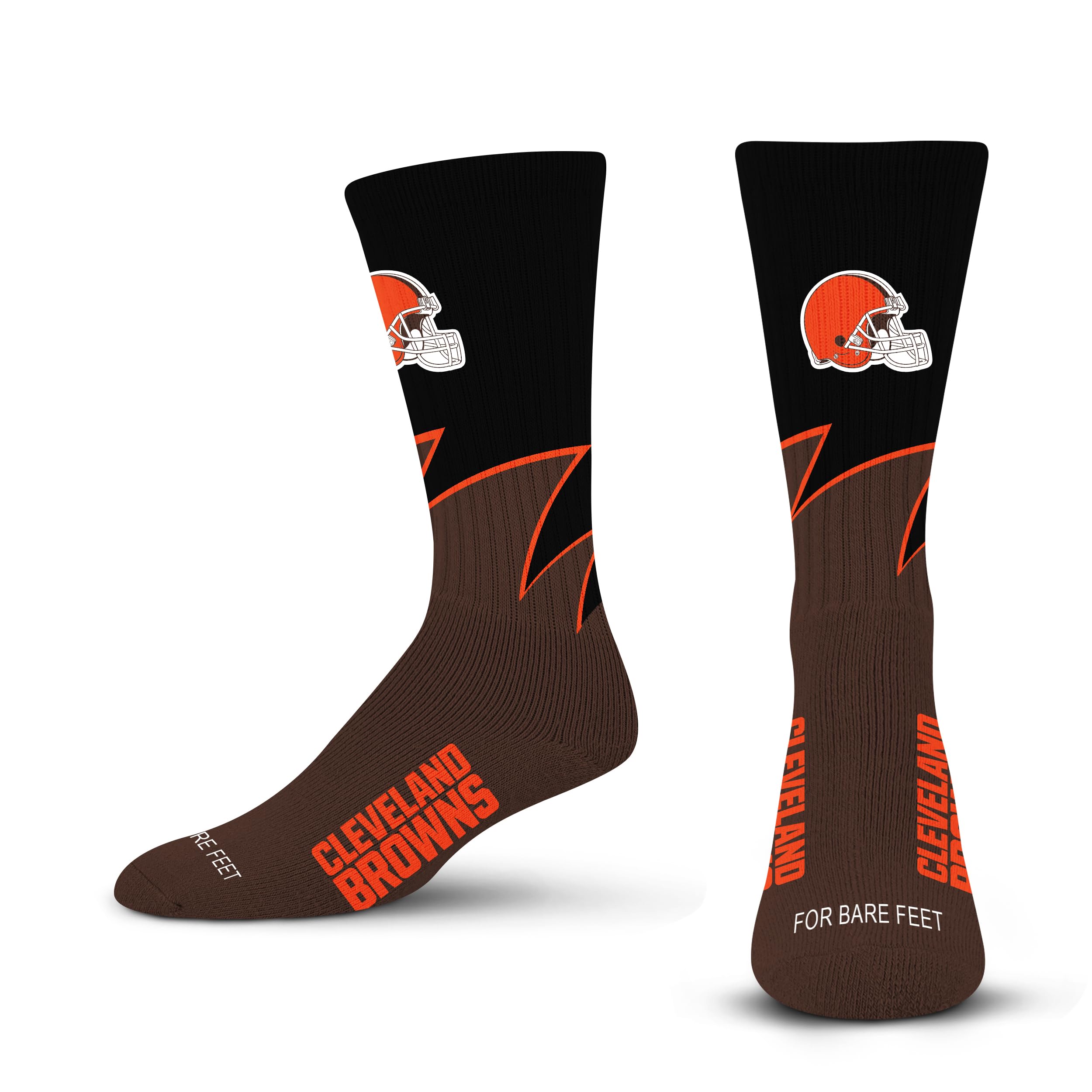 For Bare Feet NFL CLEVELAND BROWNS Black Wave Crew Sock Team Color YOUTH - Sports Gifts, Sports Memorabilia, Sports Collectibles, Fan Shop