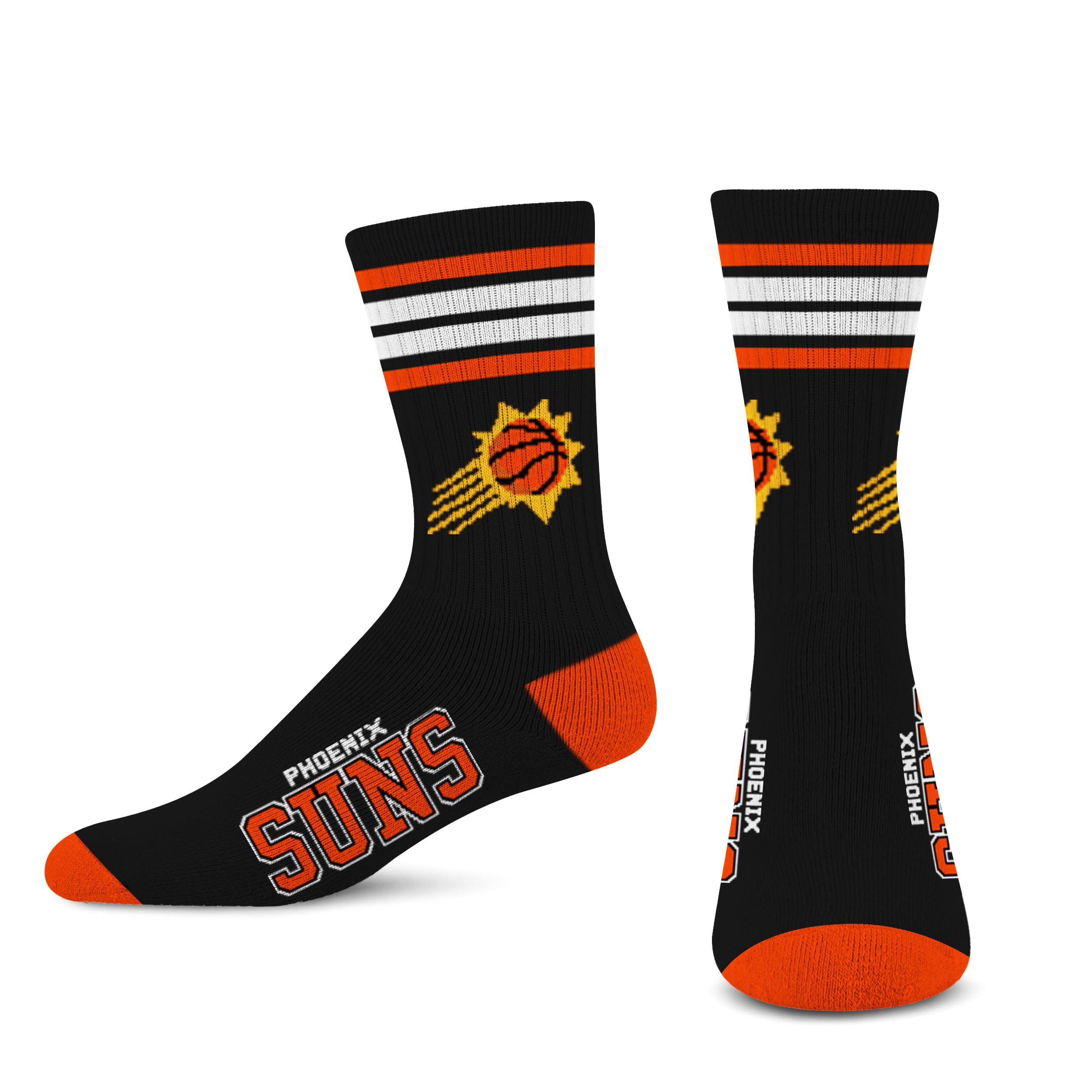 For Bare Feet NBA PHOENIX SUNS 4 Stripe Deuce Crew Sock Team Color Large - Sports Gifts, Sports Memorabilia, Sports Collectibles, Fan Shop
