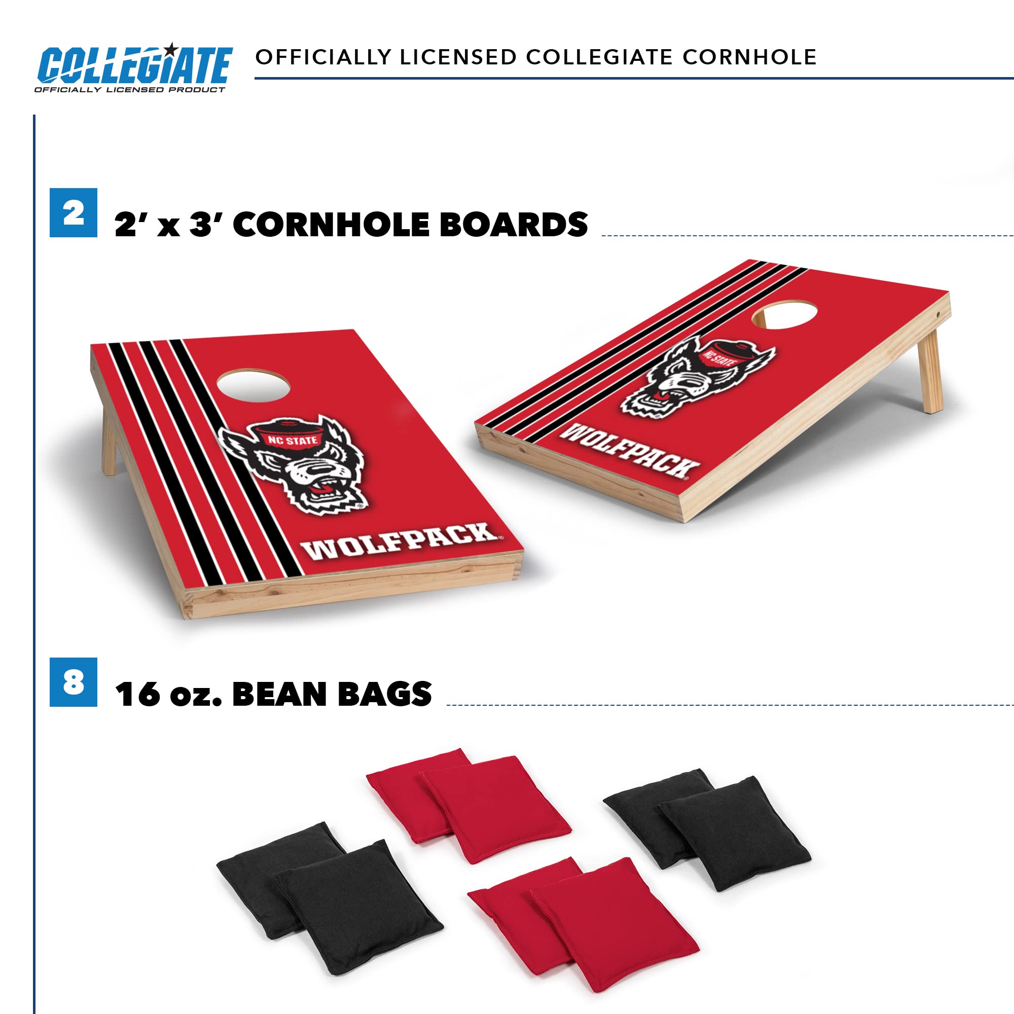 Wild Sports 2' x 3' Set with Direct Print HD Team Graphics – Great Gift for Any NCAA Fan! Bean Bag Toss Family Outdoor Games – North Carolina State Wolfpack - Sports Collectibles, Sports Memorabilia, Sports Fan Shop, Sports Gifts