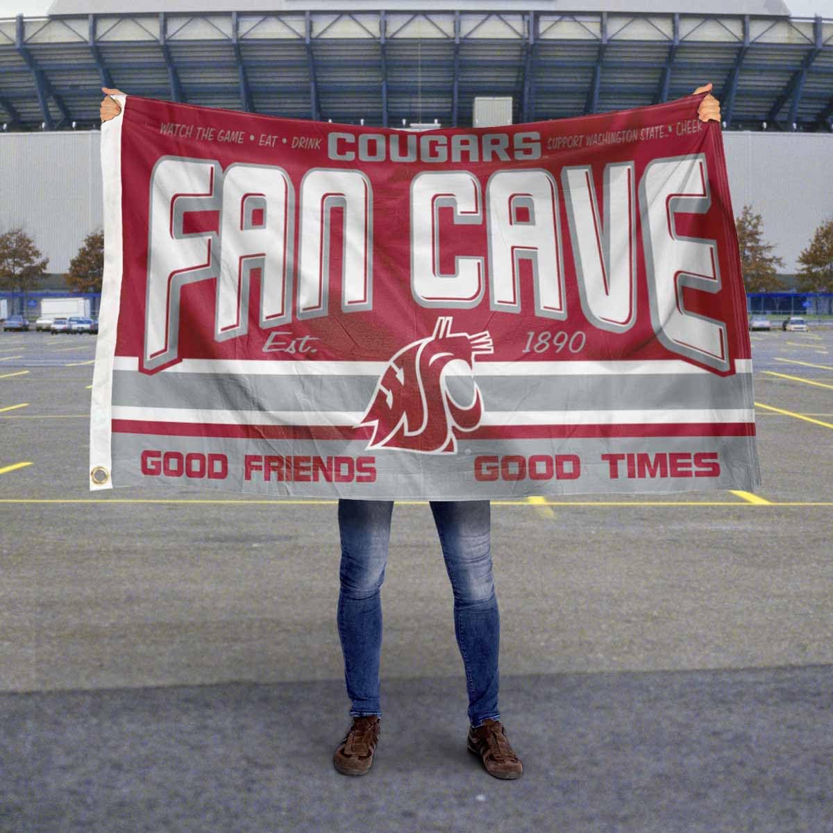 Washington State Cougars Fan Man Cave Banner Flag - Sports Collectibles, Sports Memorabilia, Sports Fan Shop, Sports Gifts