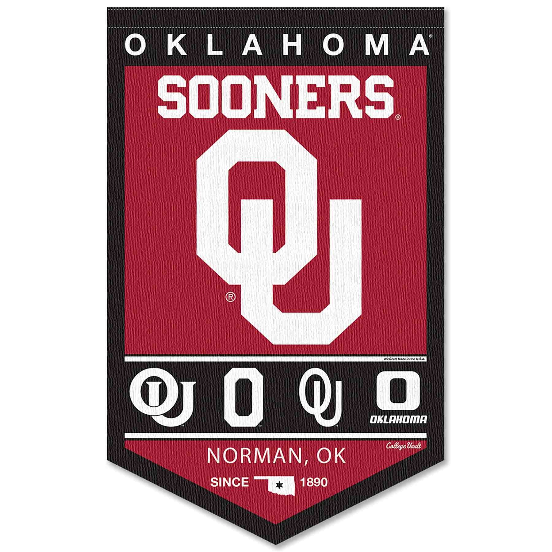 College Flags & Banners Co. Oklahoma Sooners Heritage History Banner Pennant - Sports Collectibles, Sports Memorabilia, Sports Fan Shop, Sports Gifts
