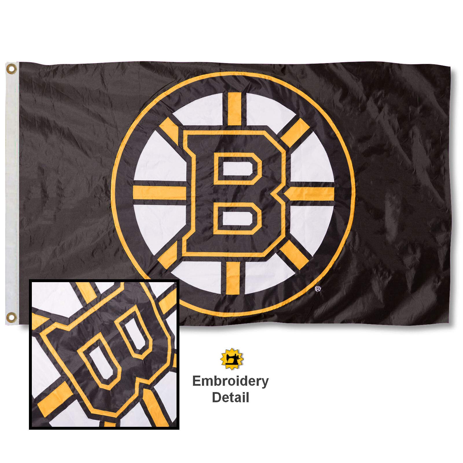 WinCraft Boston Bruins Applique and Embroidery Flag - Sports Collectibles, Sports Memorabilia, Sports Fan Shop, Sports Gifts